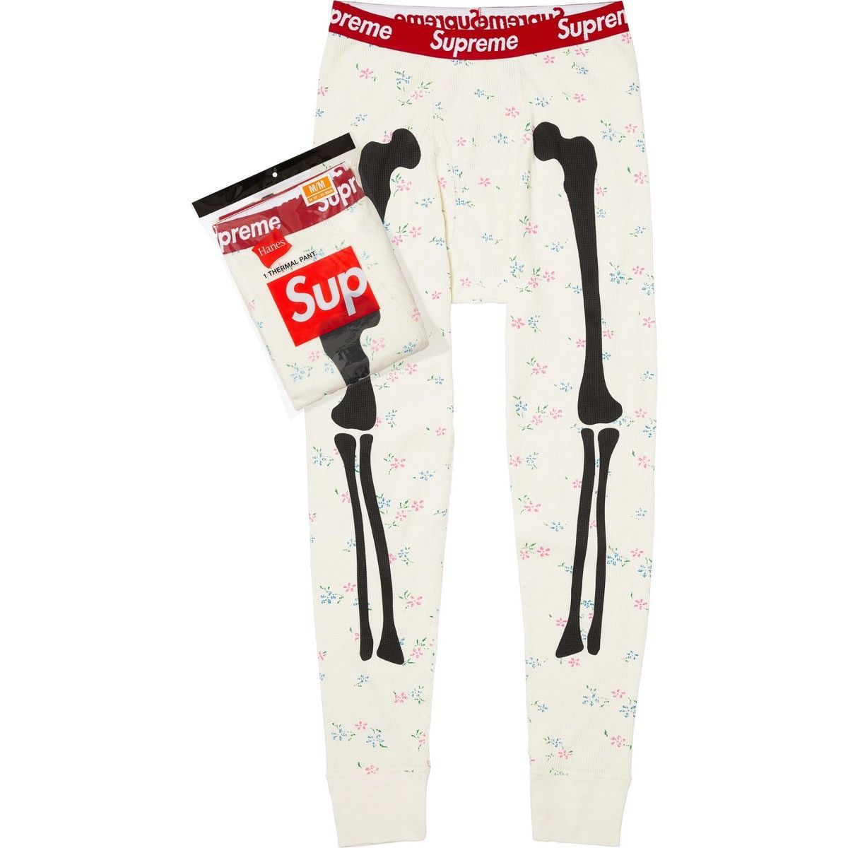 Hanes × Supreme Supreme x Hanes Skeleton Thermal Set White | Grailed