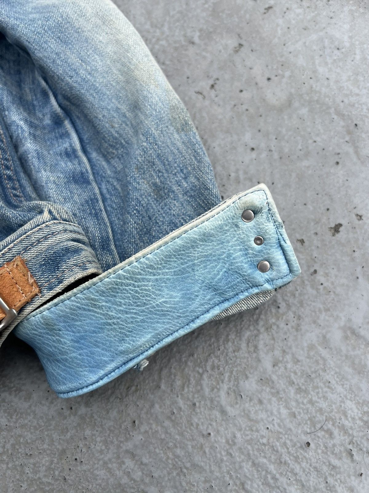 Isamu Katayama Backlash Isamu Katayama Backlash Leather Repair Denim Trucker Jacket Size US M / EU 48-50 / 2 - 7 Thumbnail