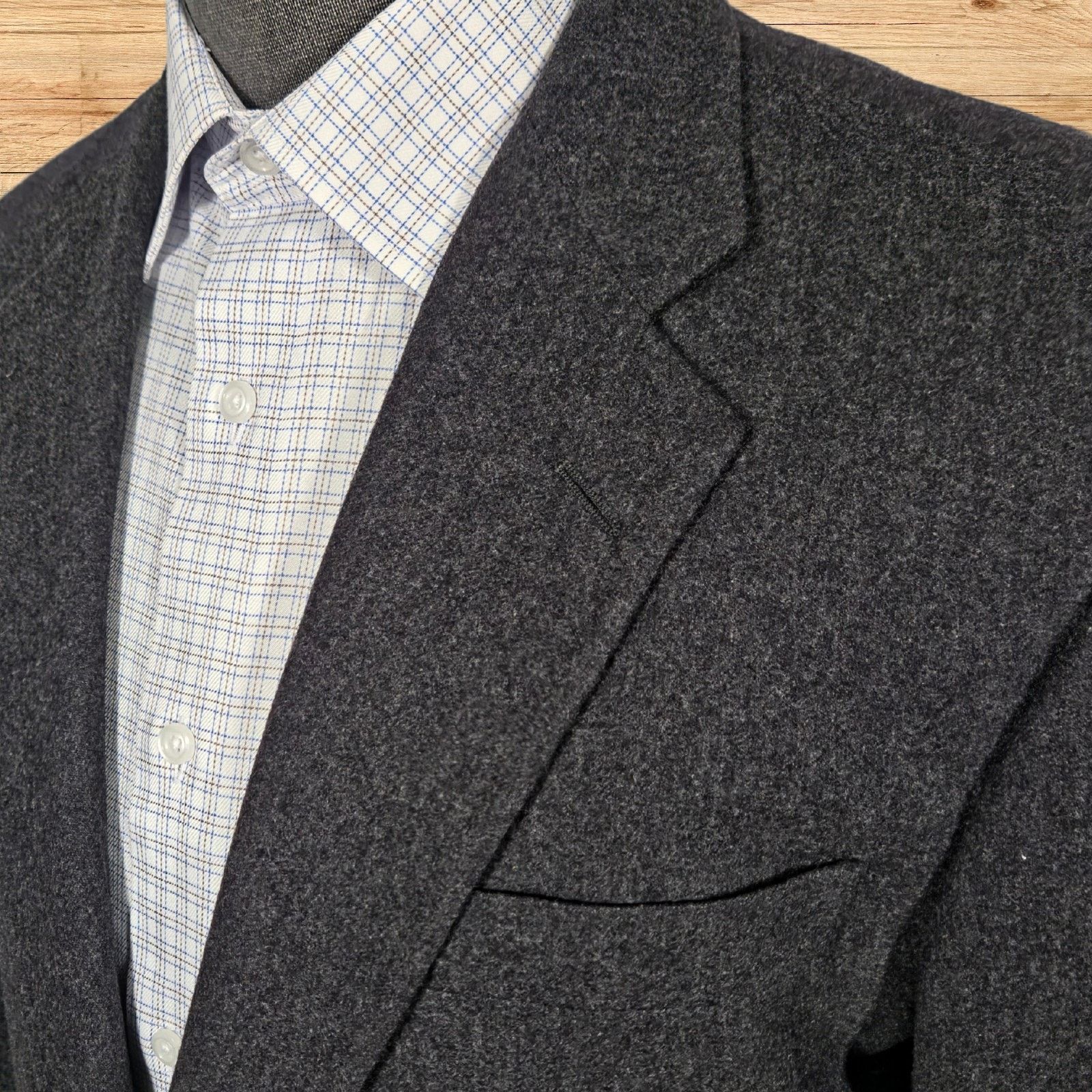 Hickey Freeman Hickey Freeman Canterbury Men 43R Cashmere Wool Flannel Gray Size 44R - 3 Thumbnail