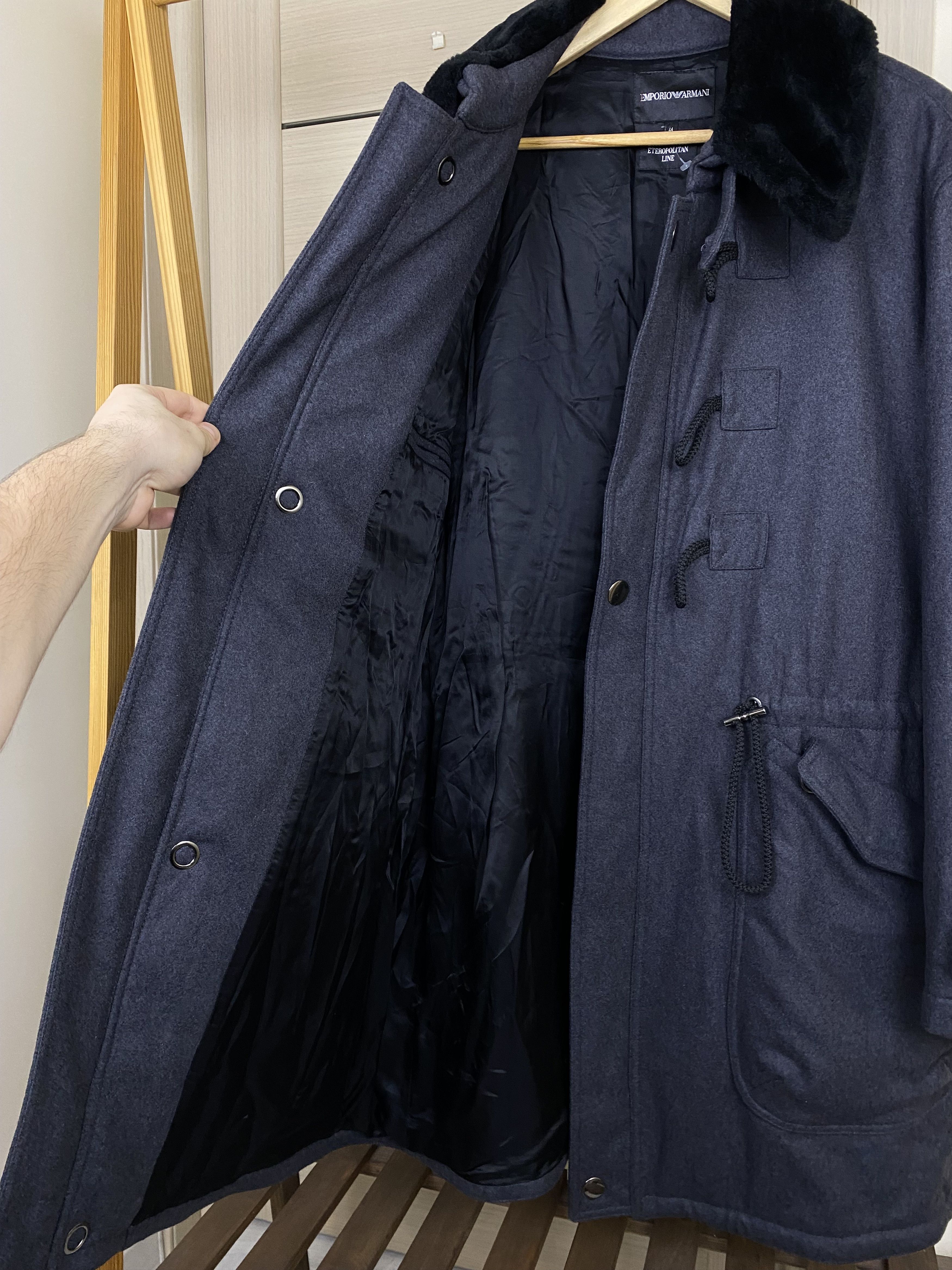 Emporio Armani Vintage Emporio Armani wool Eco Fur duffle coat zip jacket Size US XL / EU 56 / 4 - 7 Thumbnail
