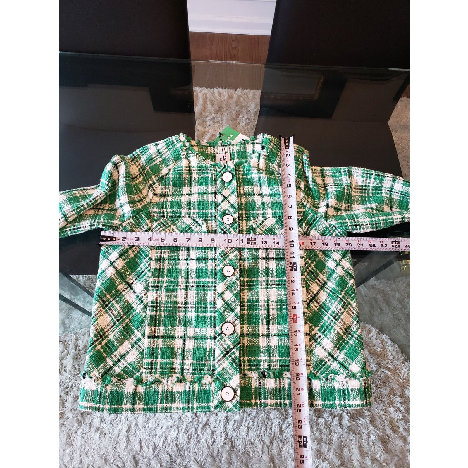 The Unbranded Brand Cabi Library Jacket Womens Medium Green White Plaid Sophia Size M / US 6-8 / IT 42-44 - 9 Thumbnail