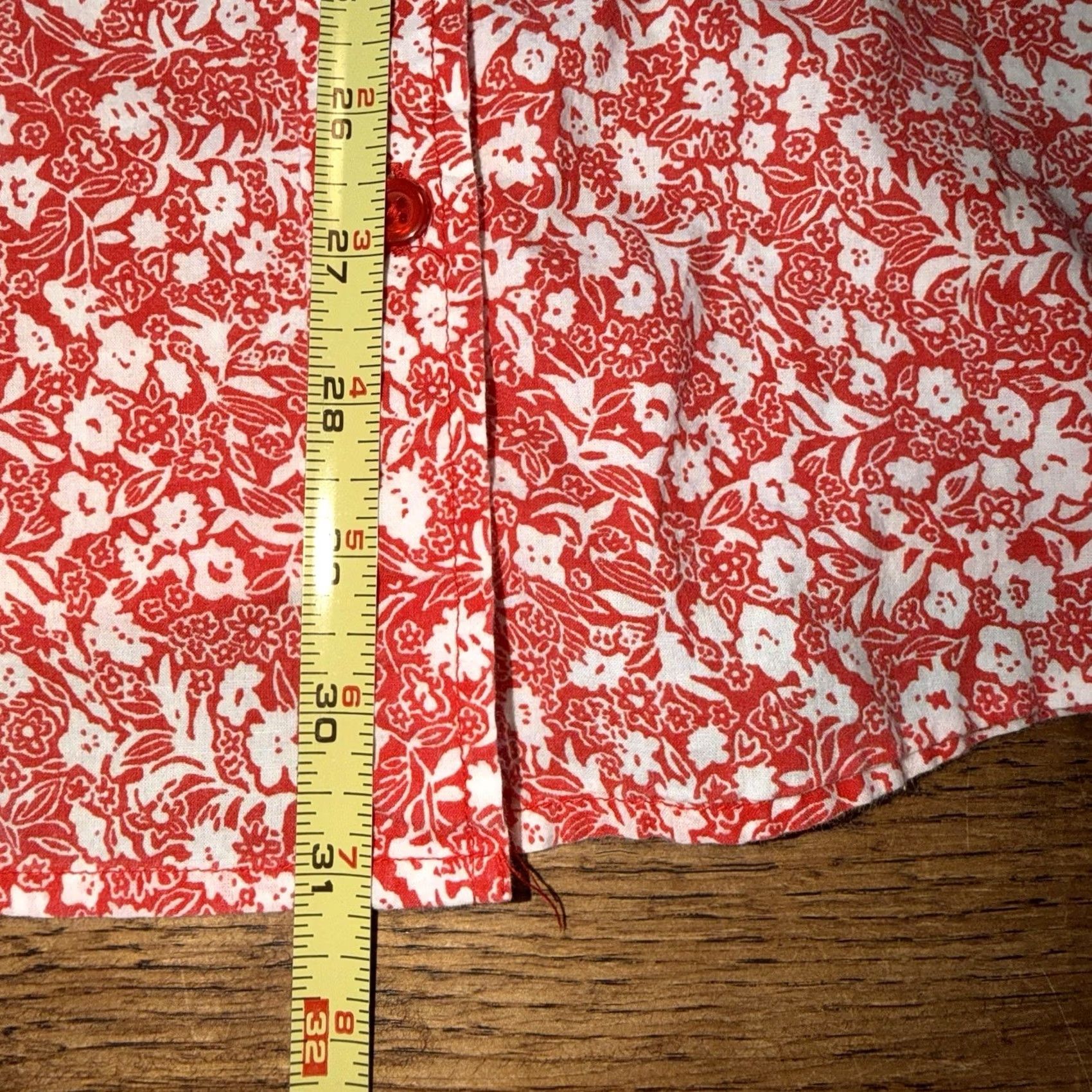 Vintage Woman Within Red Floral Short Sleeve Button Down Shirt 1X 22/24 Womens Blouse Casual Spring Summer Floral Pattern Pockets Button-Front Size XL / US 12-14 / IT 48-50 - 6 Thumbnail