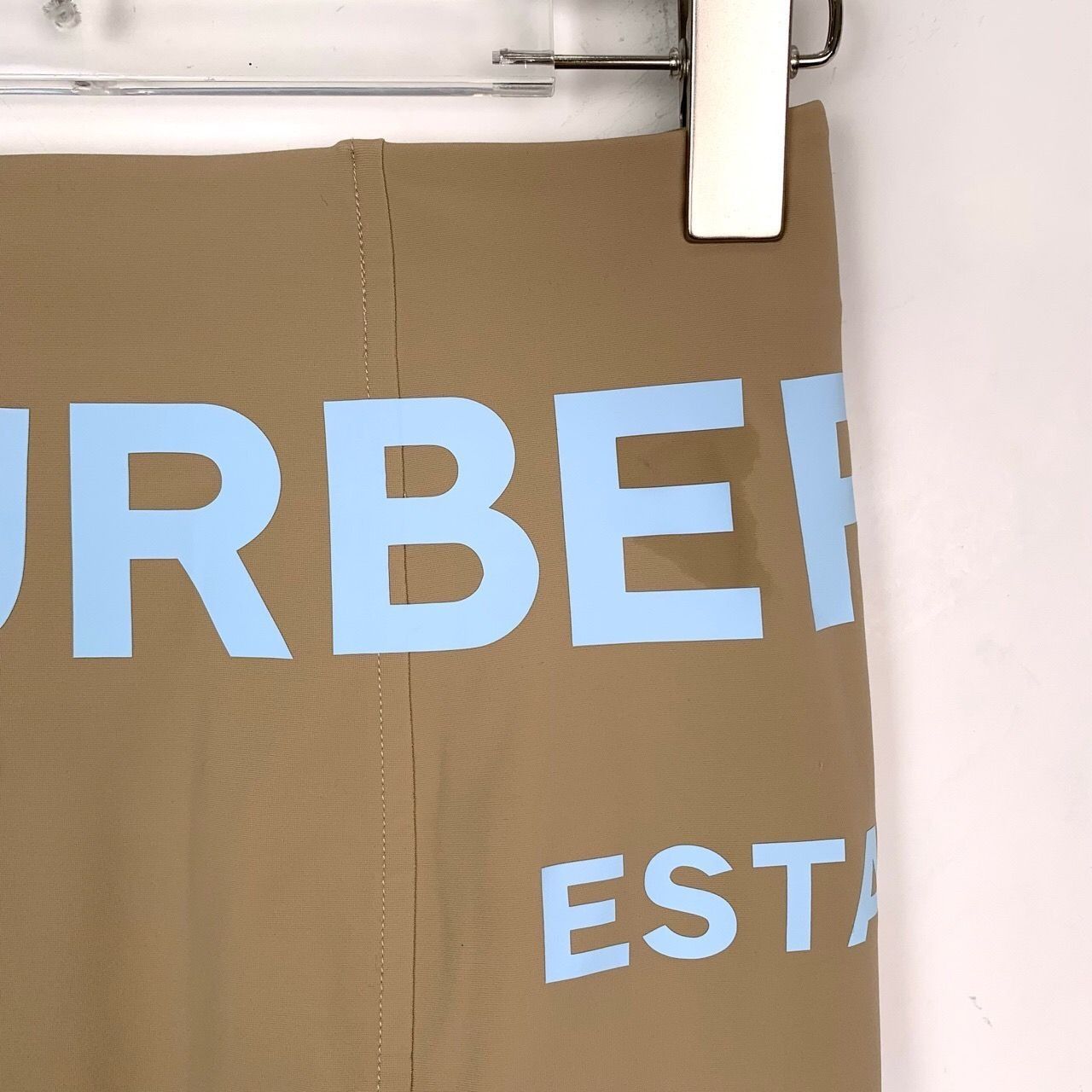 Burberry Burberry Logo Print Stretch Tan Nylon Short Skirt - Size 38 Size 38" / US 16 / IT 52 - 8 Thumbnail