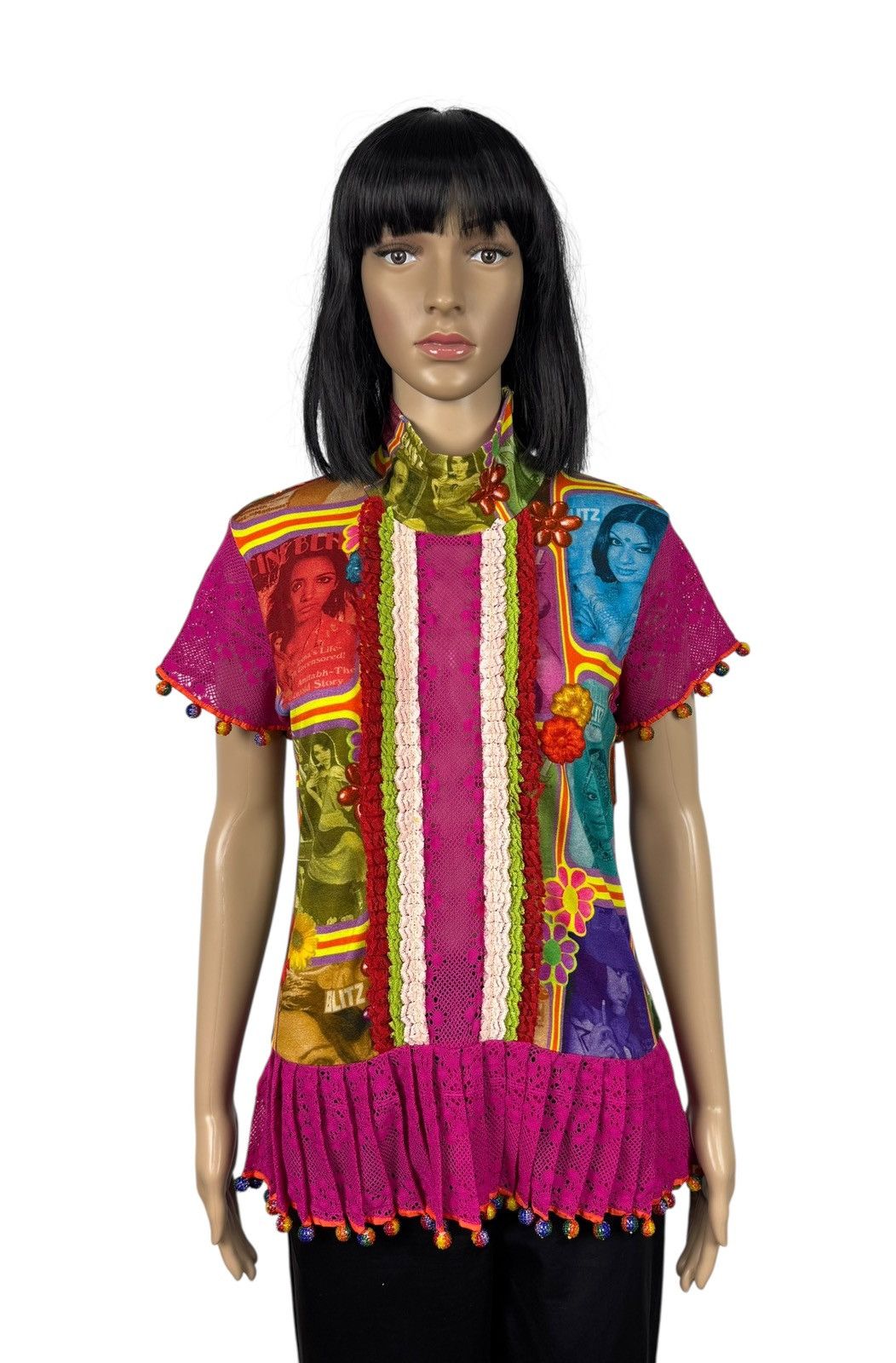 Manish Arora Manish Arora Blouse Pleated Mesh Short Sleeve size XL Size XL / US 12-14 / IT 48-50 - 1 Thumbnail