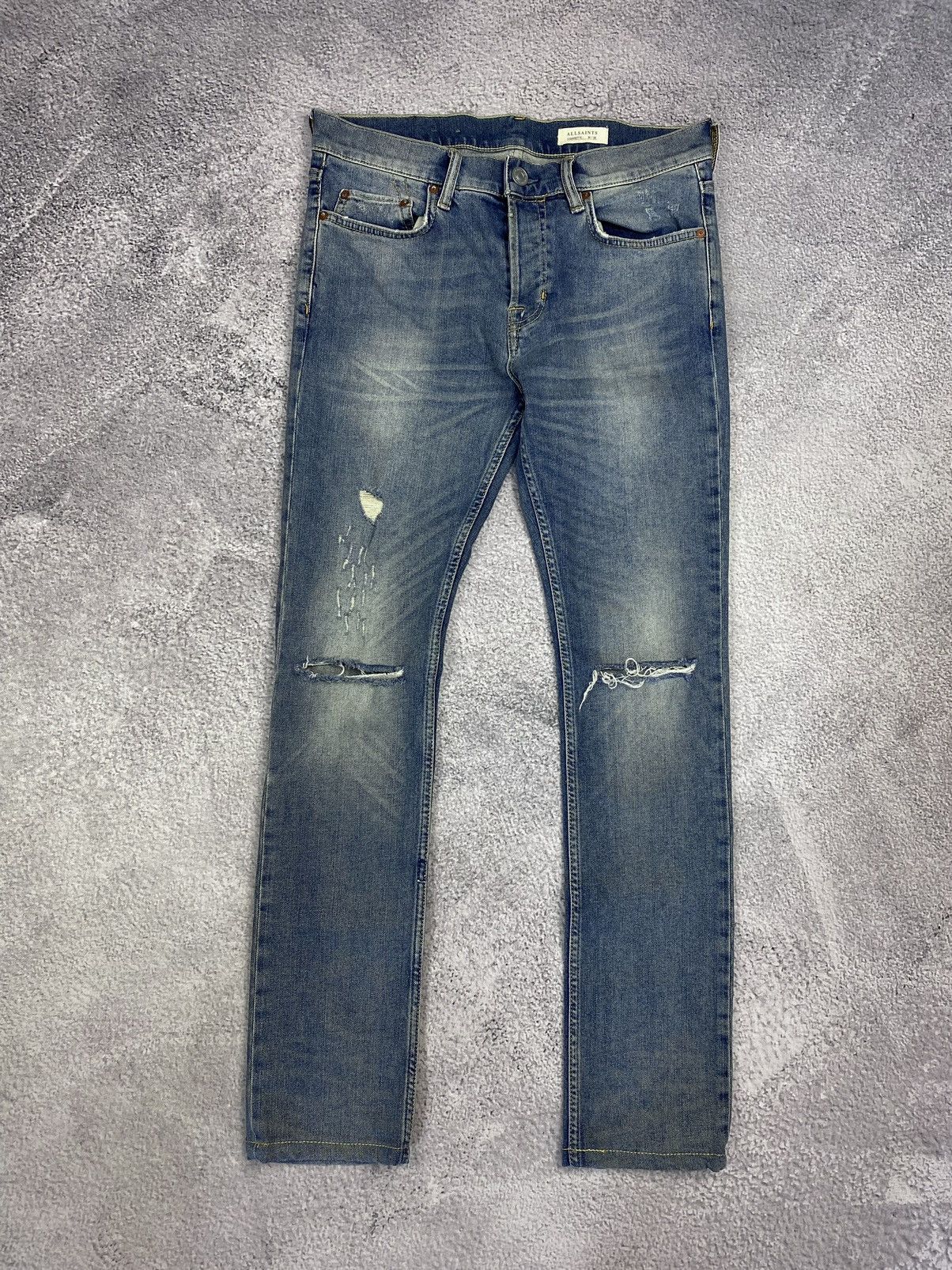 Allsaints AllSaints Dak Cigarette Blue Distressed Jeans Size US 30 / EU 46 - 1 Thumbnail
