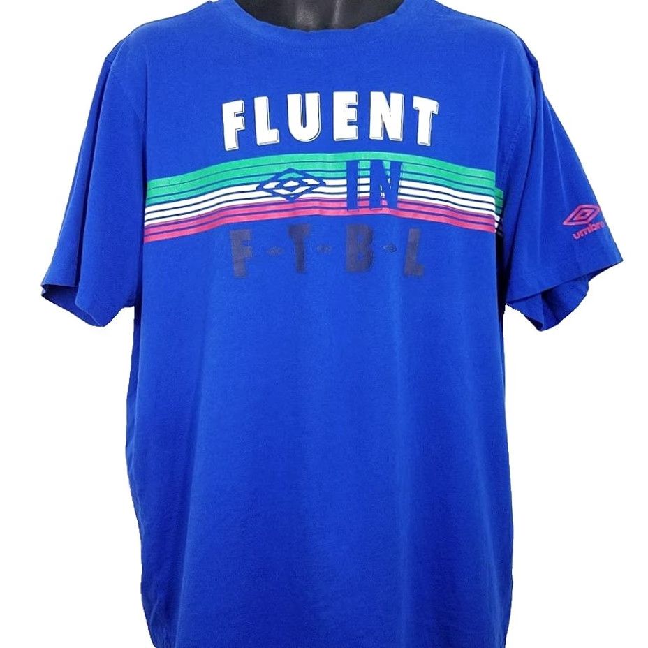 Umbro Umbro T Shirt Mens XL Fluent In FTBL Soccer Futbal Crew Neck Blue Size US XL / EU 56 / 4 - 2 Thumbnail