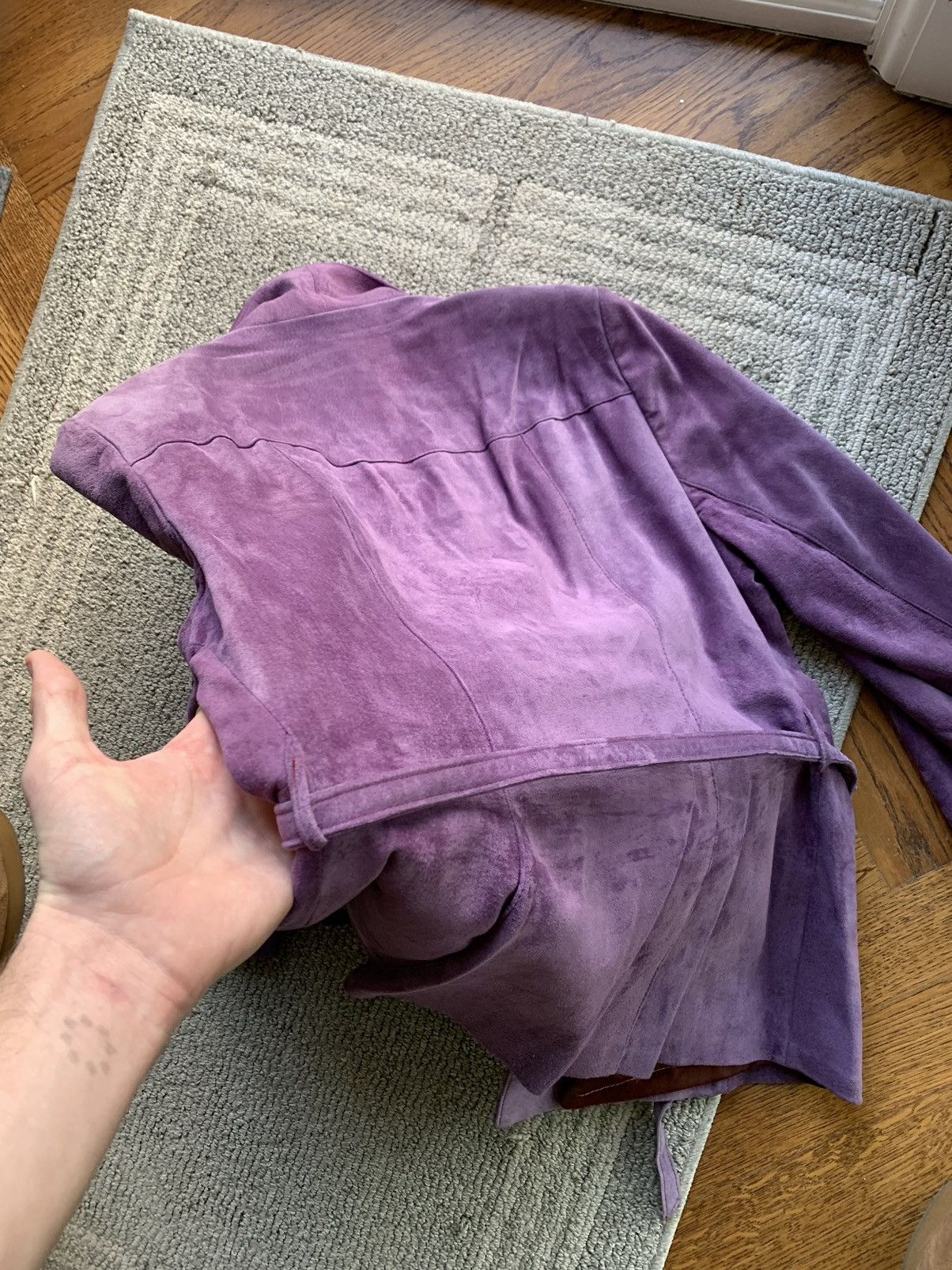 Danier × Other × Vintage Vintage Purple Suede Blazer 80s Leather Coat Belted Petite Size US S / EU 44-46 / 1 - 8 Thumbnail