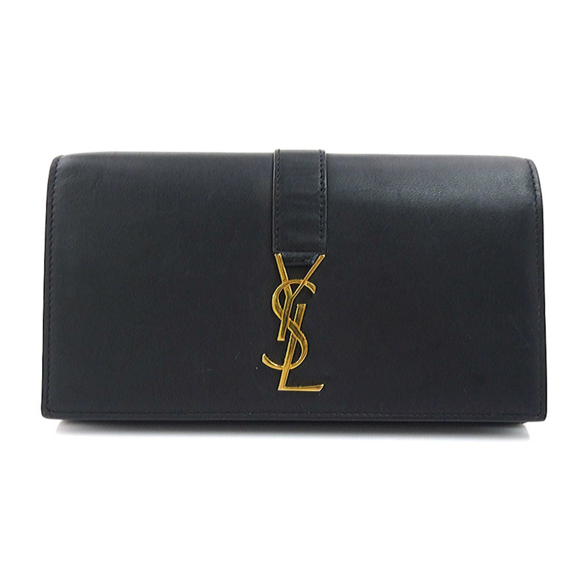 Yves Saint Laurent Yves Saint Laurent SAINT LAURENT long wallet leather black gold women's h31722a Size ONE SIZE - 1 Thumbnail