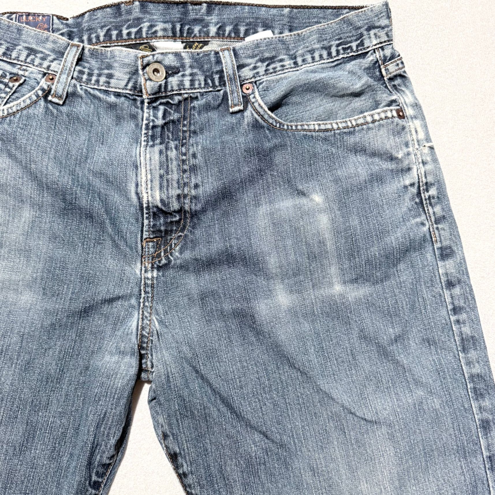 Lucky Brand Lucky Brand Jeans Men Blue Denim Frayed Distressed Classic-Fit Straight 34 Size US 34 / EU 50 - 3 Thumbnail