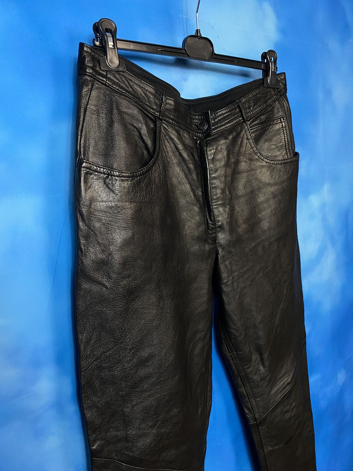 Japanese Brand × Leather × Vintage 🔥 VTG 80s LEATHER BIKER PANTS MCQUEEN STYLE Size US 33 - 2 Thumbnail