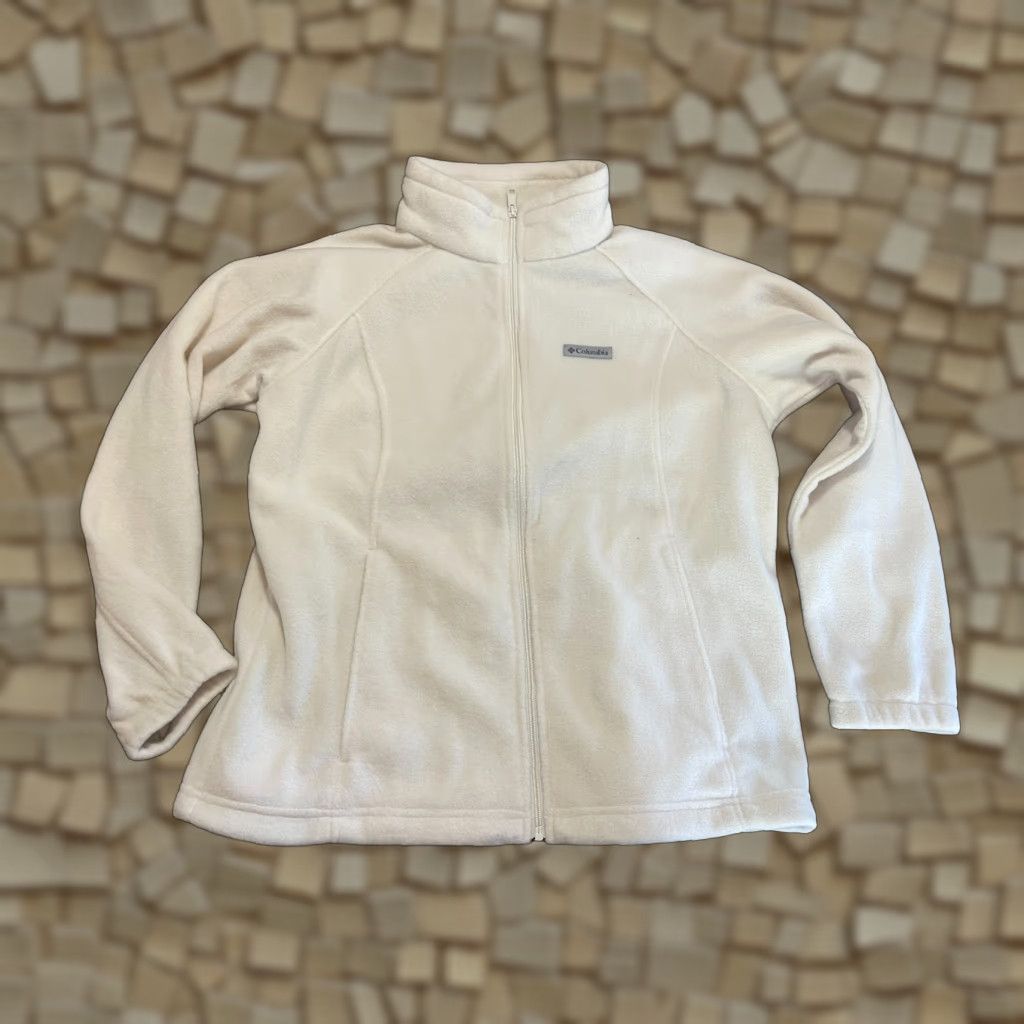 Vintage Columbia Sweater Full Zip, Women's XL-XXL, White, Fleece, Regular, Casual, Fall Spring Summer, Women, Size XL-XXL Size XL / US 12-14 / IT 48-50 - 1 Thumbnail