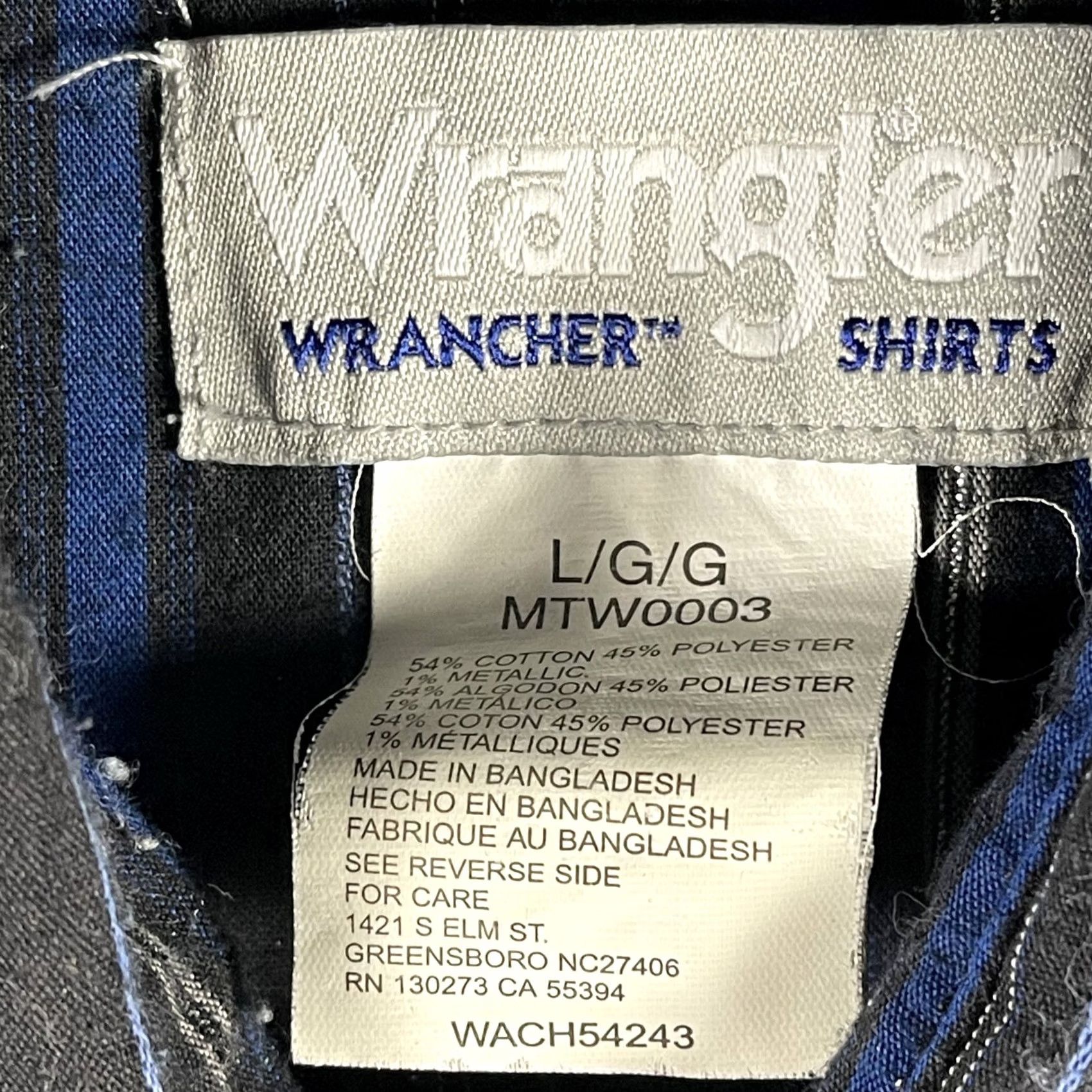 Wrangler Wrangler Shirt Mens Large Black Blue Western Pearl Snap Striped Rodeo Size US L / EU 52-54 / 3 - 6 Thumbnail
