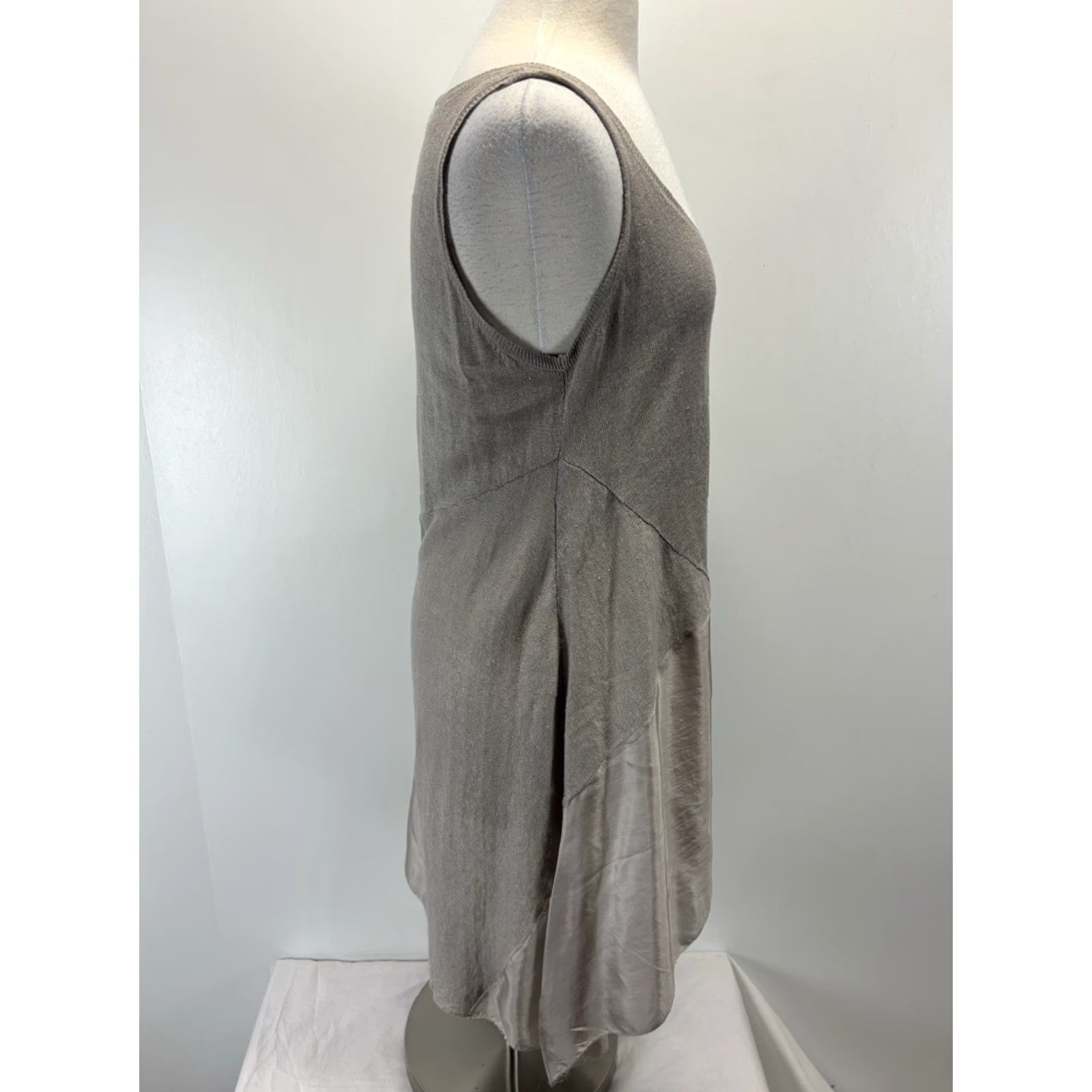 Eileen Fisher Vintage Eileen Fisher Tank Dress Women’s Small Gray Linen Silk Lagenlook Bohemian Casual Size S / US 4 / IT 40 - 4 Thumbnail