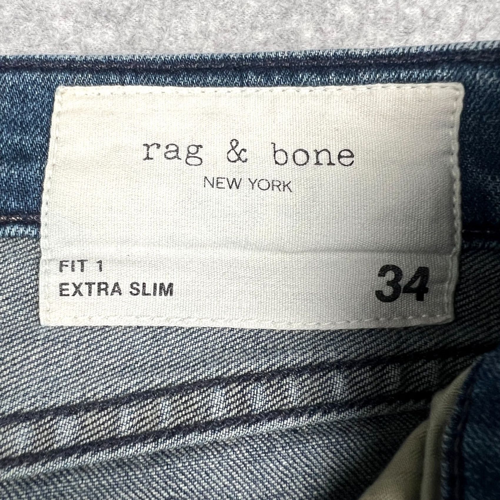 Rag & Bone Rag & Bone Fit 1 Jeans Mens 34x32 Blue Stretch Denim Pants Cotton Extra Slim Size US 34 / EU 50 - 2 Thumbnail