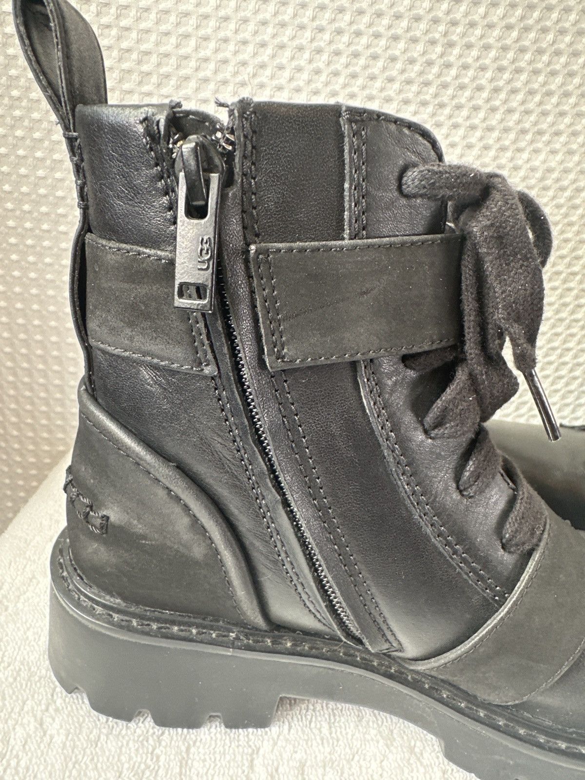 Ugg UGG Noe Black Leather Calf Hair Moto Combat Boots Size US 6 / IT 36 - 6 Thumbnail