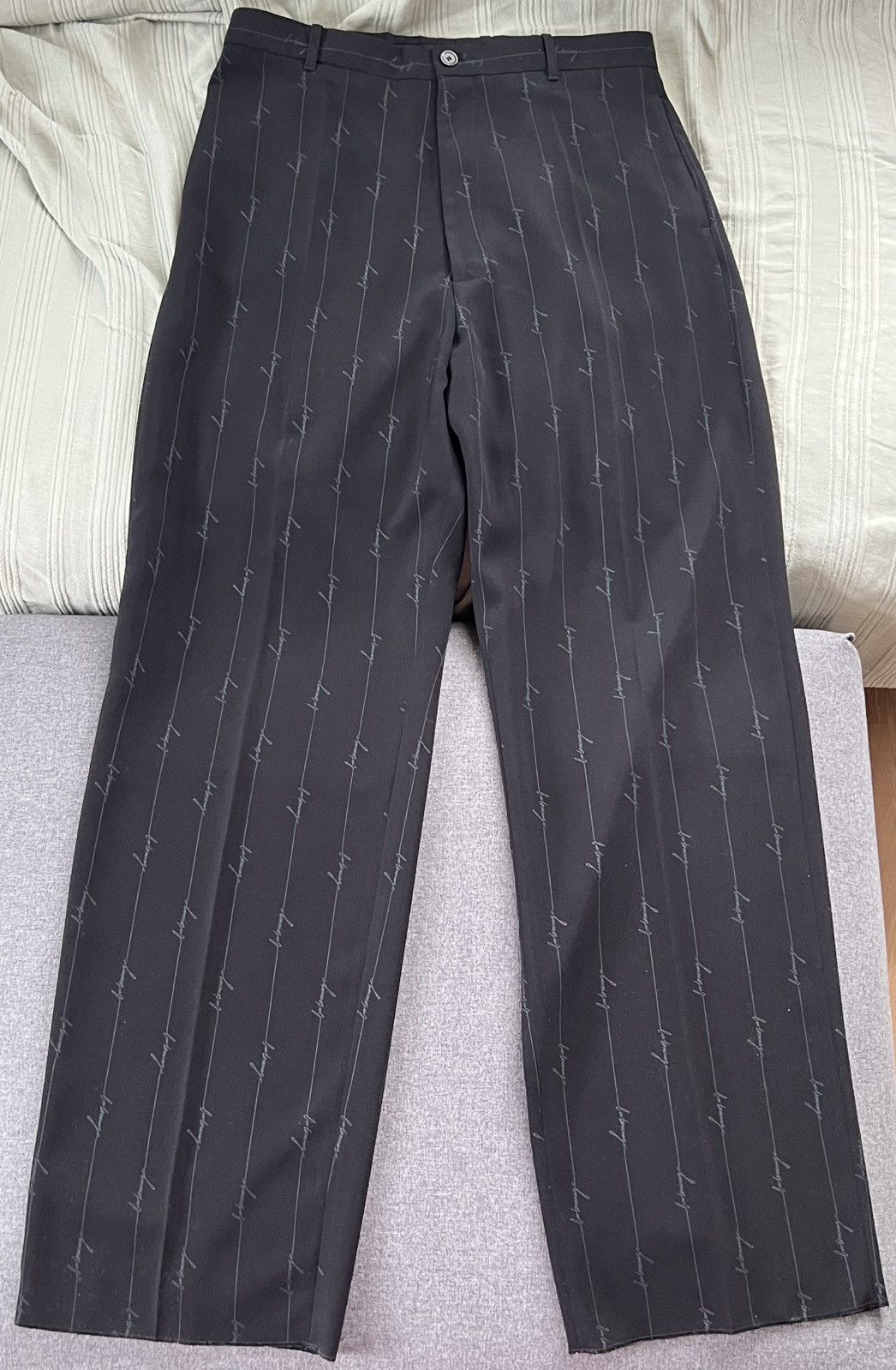Balenciaga Balenciaga Logo-print pinstripe twill trousers Size 48R - 1 Thumbnail