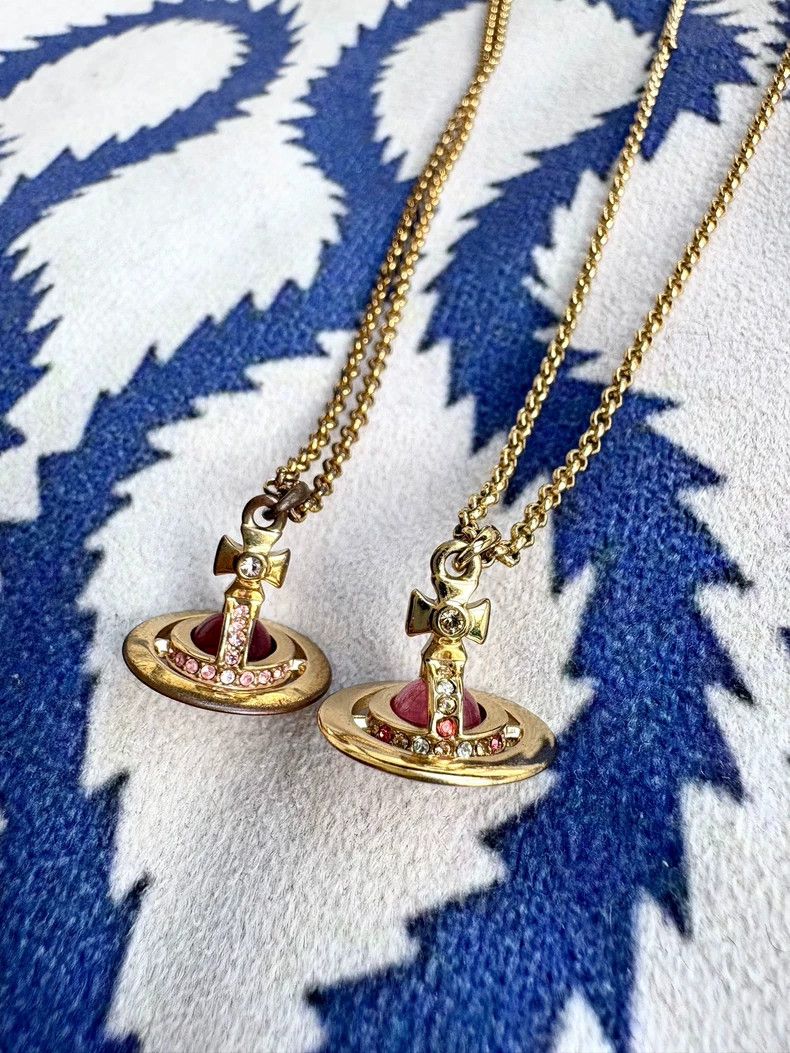 Vivienne Westwood Red Saturn Planet Small Orb Necklace