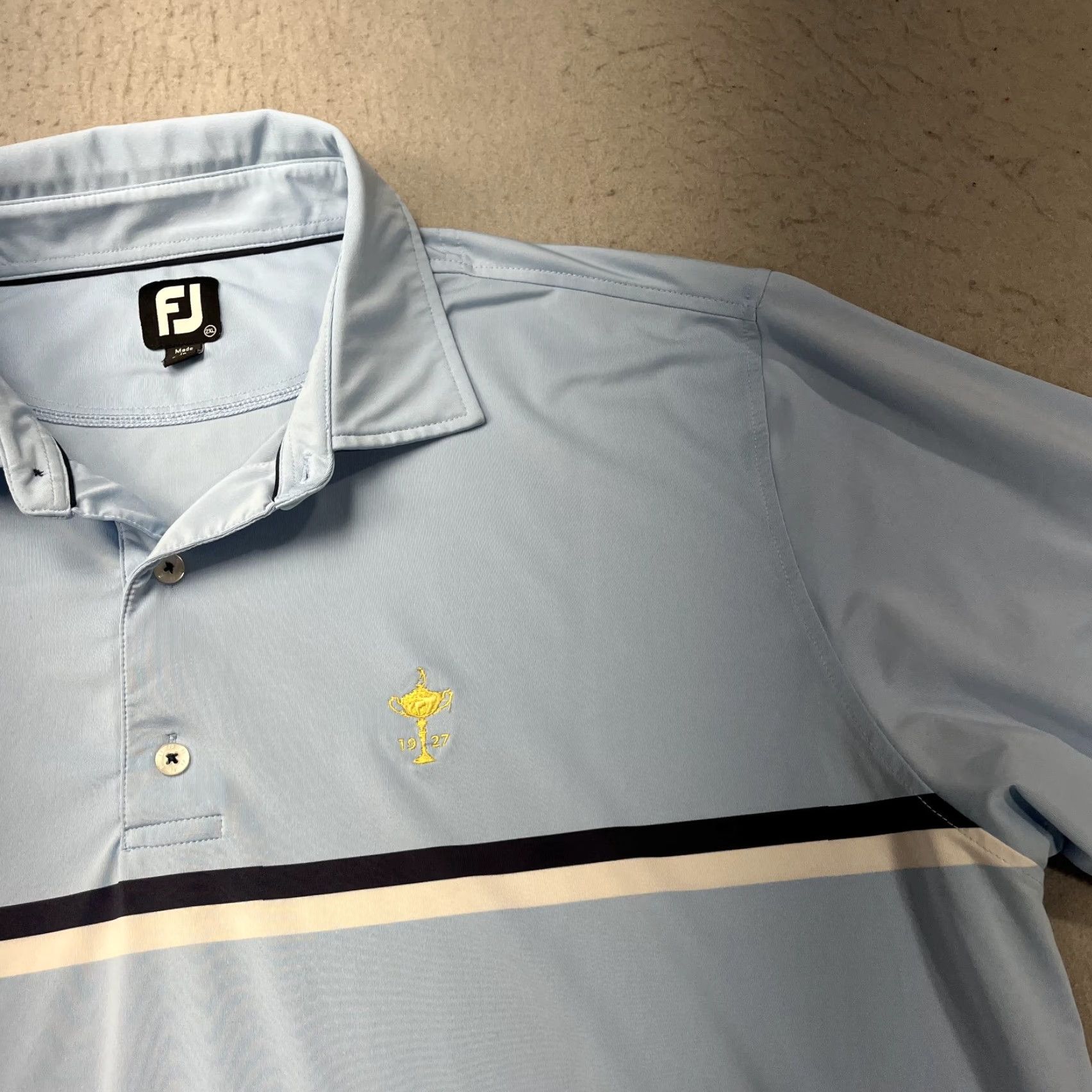 Footjoy FootJoy Polo Shirt Mens 2XL Blue Ryder Cup Logo Golf Performance FJ Polo Shirt Size US XXL / EU 58 / 5 - 3 Thumbnail