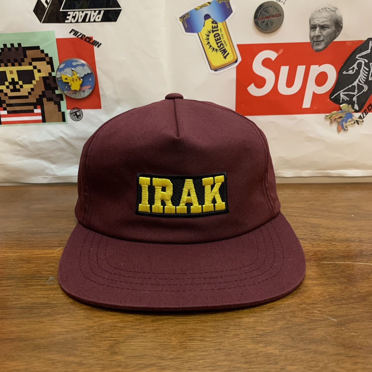 image of Irak Nyc Logo Hat in Burgundy, Men's