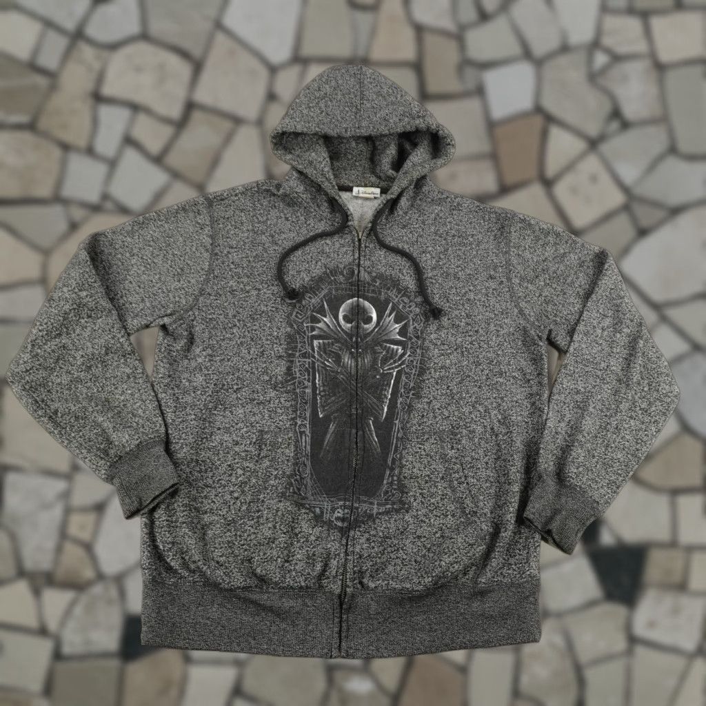 Disney VINTAGE Nightmare Before Christmas Hoodie Mens Large Gray Jack Skellington Disney Zip Up Size US L / EU 52-54 / 3 - 1 Thumbnail