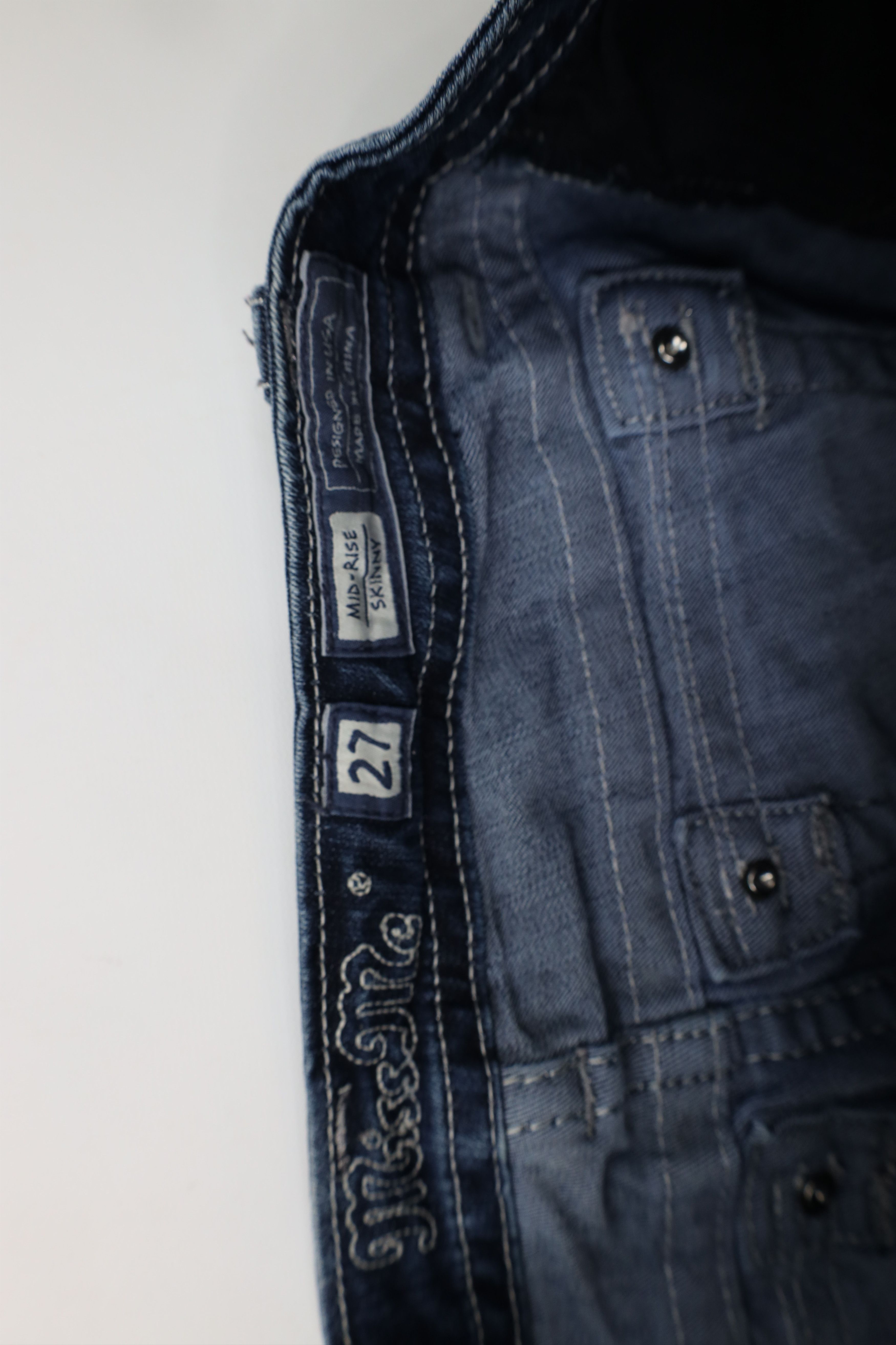 Miss Me Miss Me Thick Stitch Angel Wings Mid Rise Skinny Denim Jeans Size 27" / US 4 / IT 40 - 9 Thumbnail