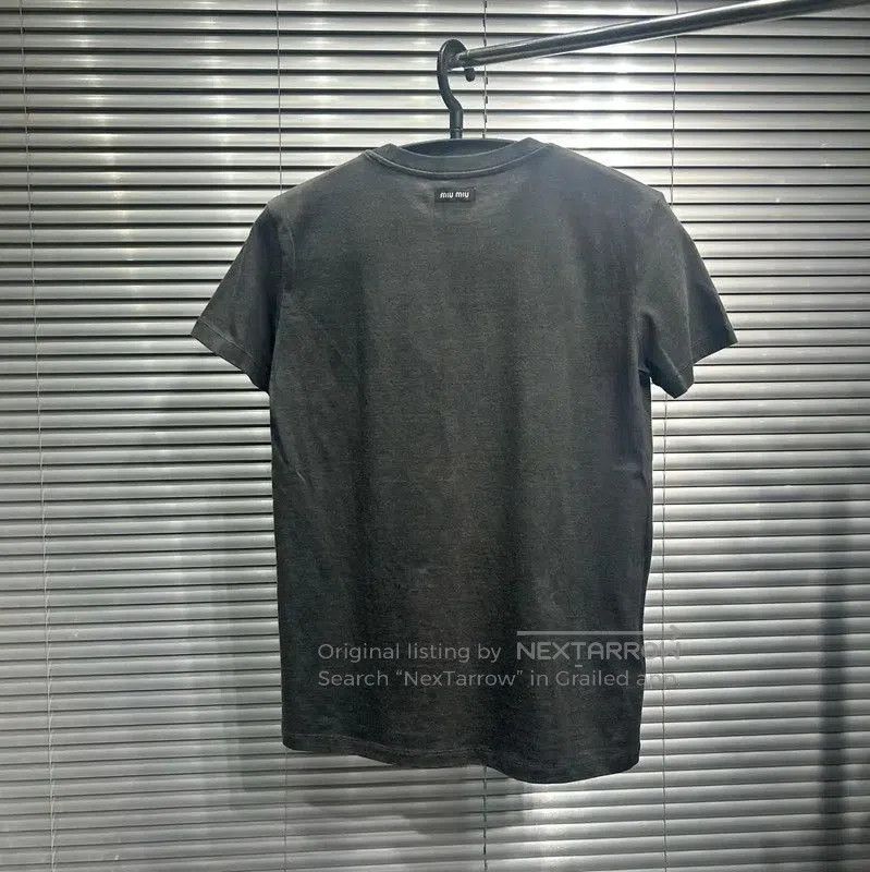 Miu Miu Miu Miu Gray Cotton Embroidered Short Sleeve Tee . Size XS / US 0-2 / IT 36-38 - 2 Thumbnail