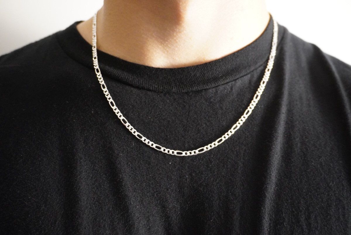 Sterling Silver Silver Chain Solid Silver Figaro Chain 3mm 20in Stamped 925 Size ONE SIZE - 2 Thumbnail