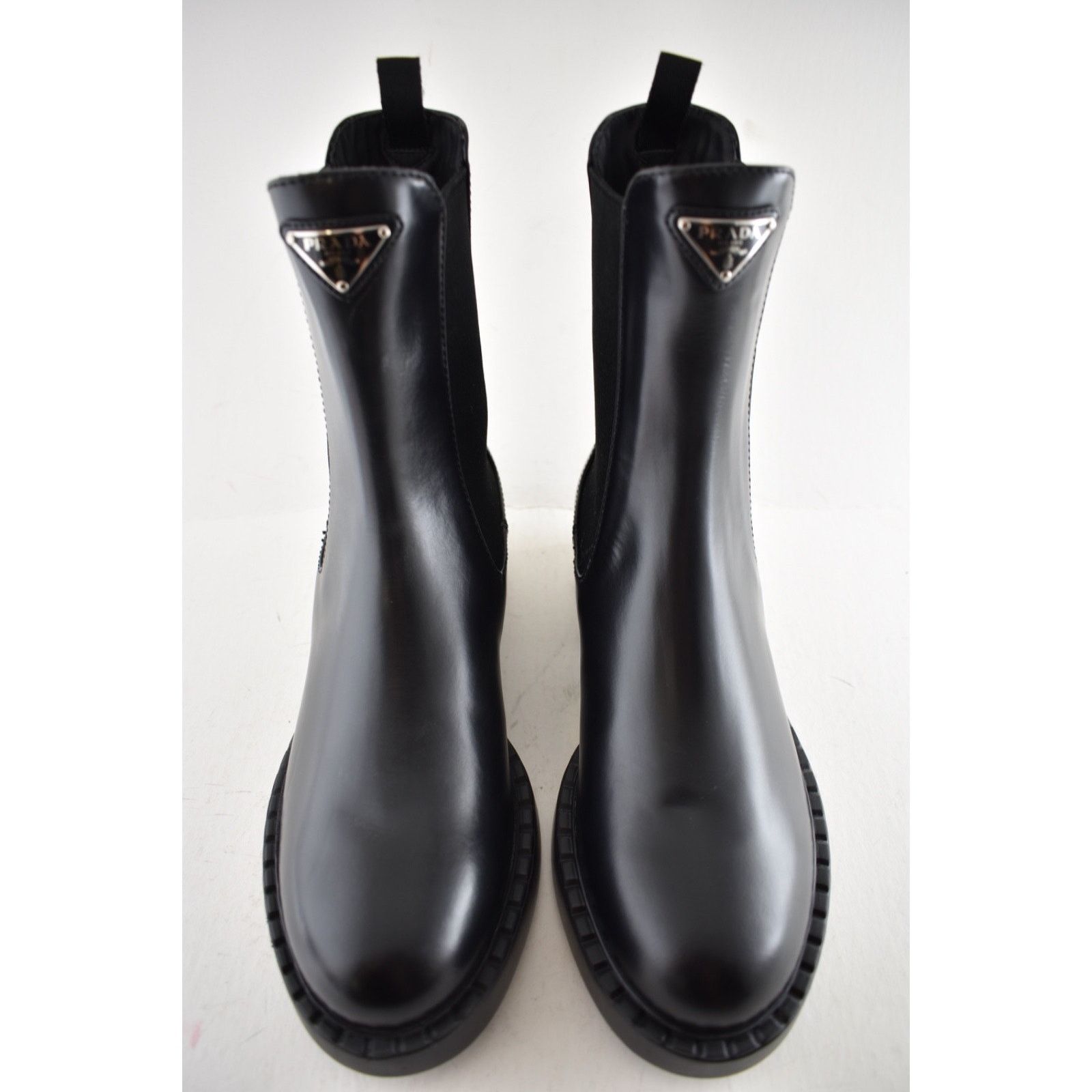 Prada Prada Chocolate Brushed Leather Black Pull On Chelsea Size US 8.5 / IT 38.5 - 6 Thumbnail