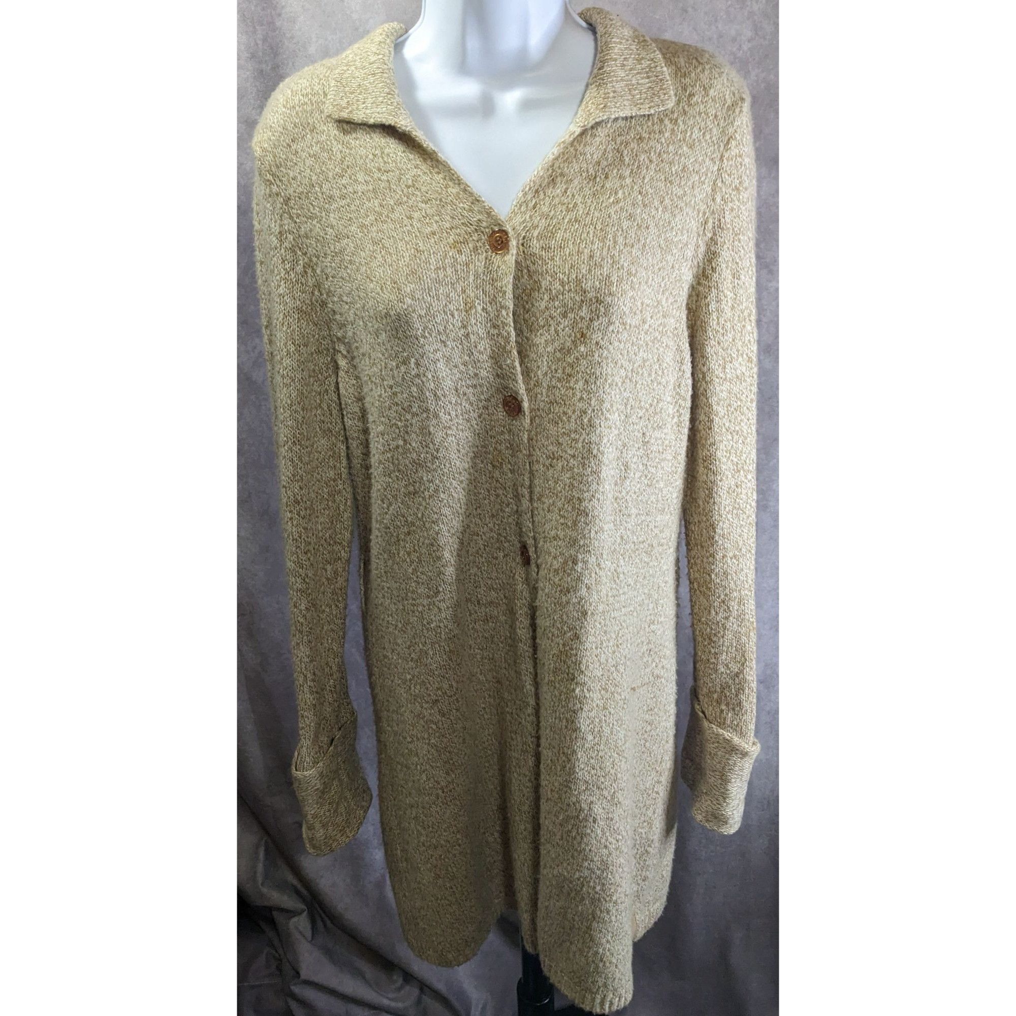 Calvin Klein Preppy Calvin Klein Longline Womens Beige Button-Down Cardig Size L / US 10 / IT 46 - 6 Thumbnail