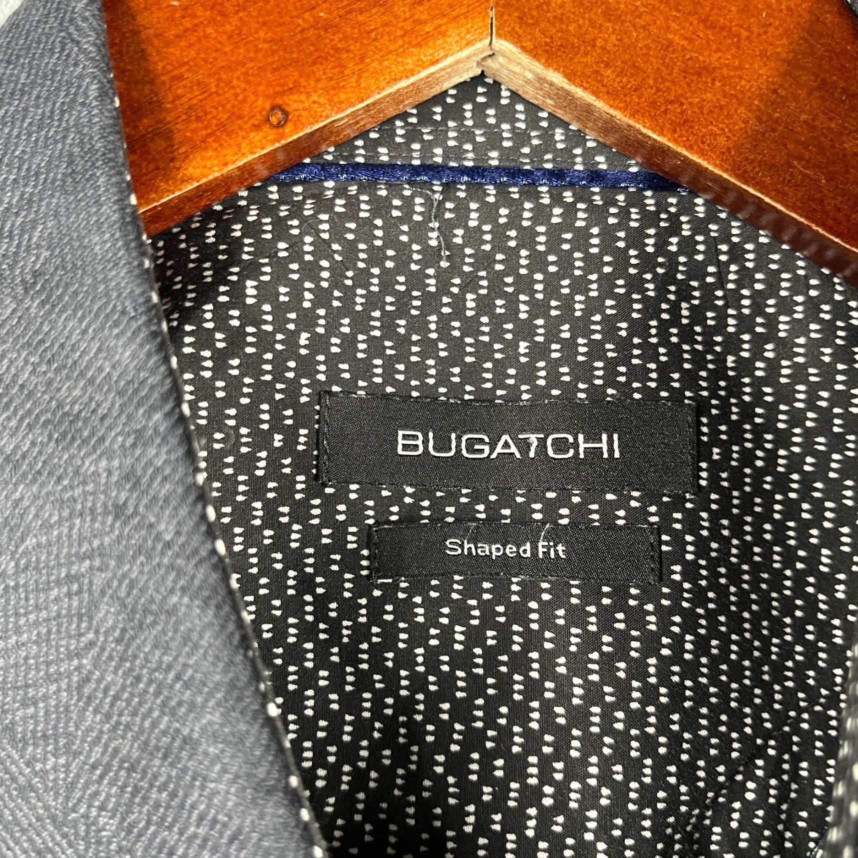 BUGATCHI BUGATCHI Shaped Fit Shirt Large Gray Button-Up Long Sleeve Mens Size US L / EU 52-54 / 3 - 4 Thumbnail