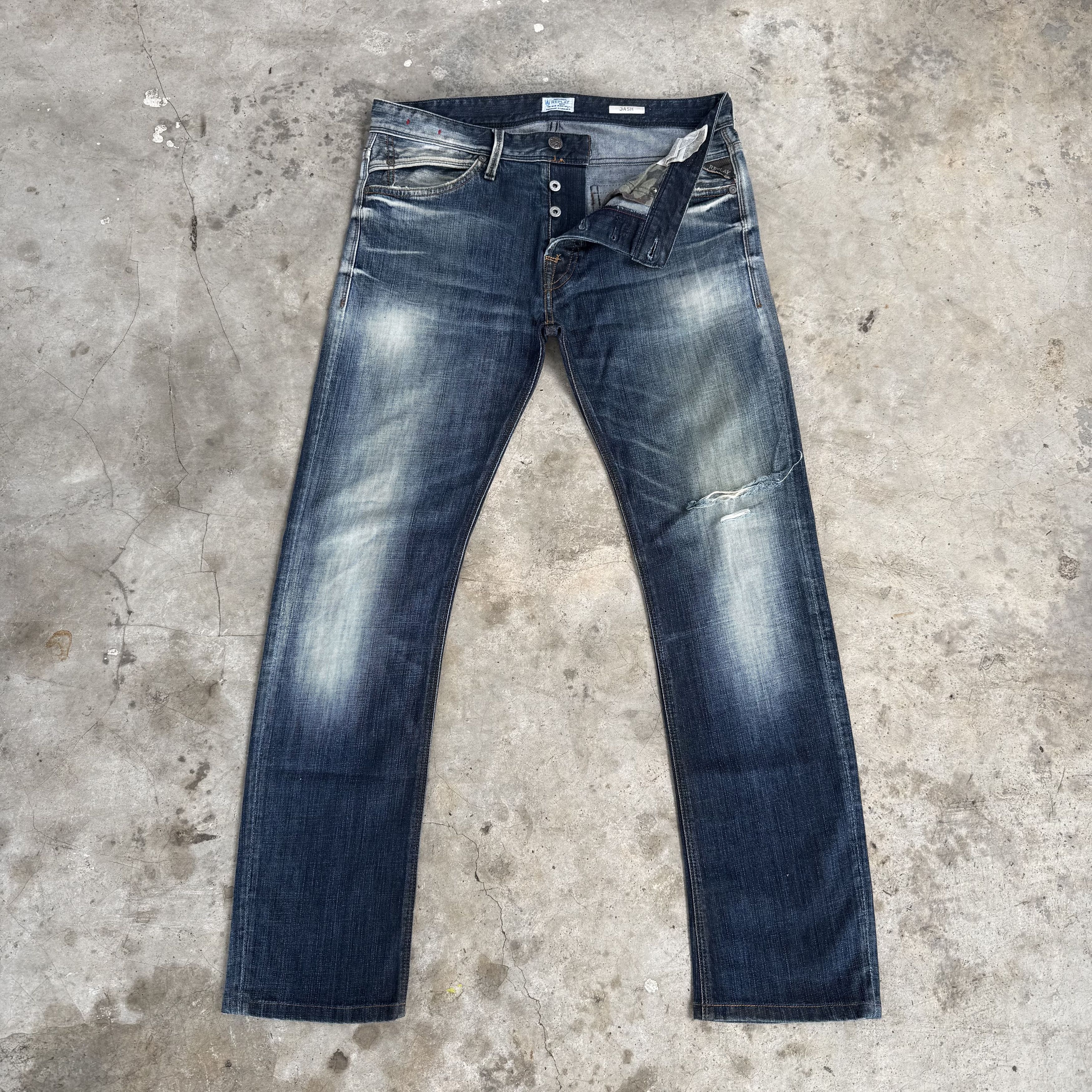 Replay W34 VINTAGE REPLAY FADED STONE WASH DENIM JEAN PANTS Size US 34 / EU 50 - 3 Thumbnail
