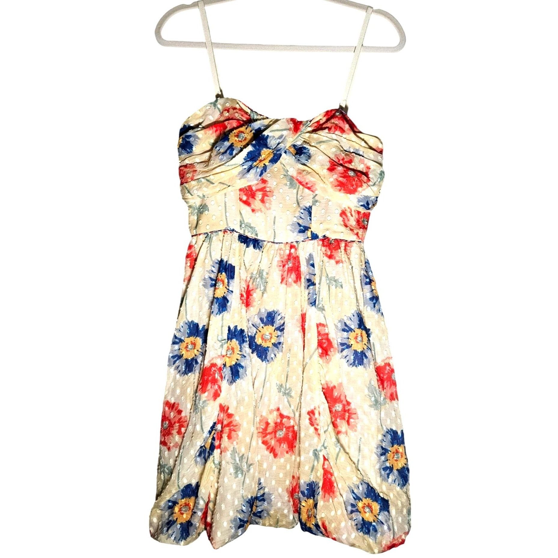 Anna Sui Woman Cream Floral Mini Dress 6 Romantic Indie Cott