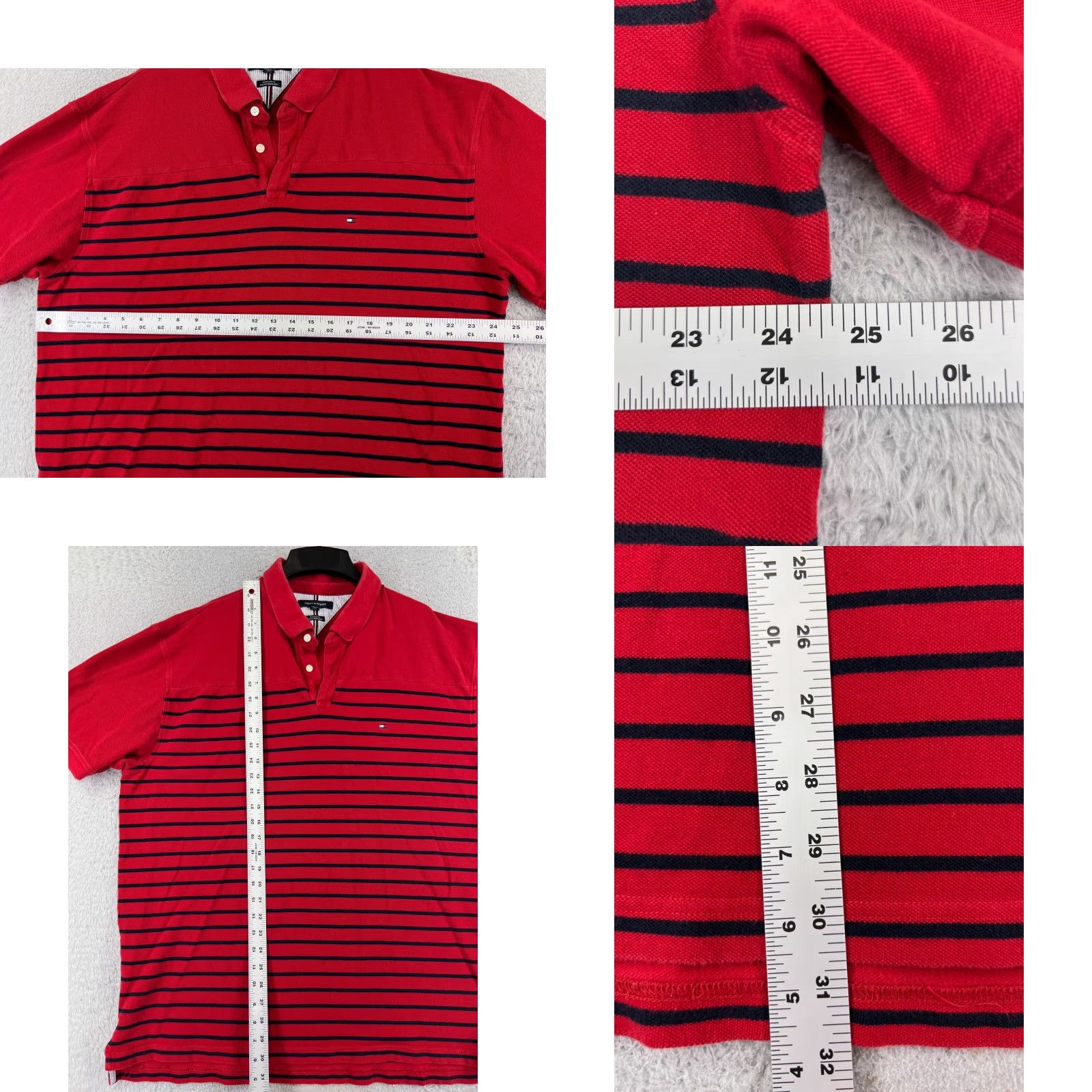 Tommy Hilfiger Tommy Hilfiger Polo Shirt Men XL Red Blue Stripe Cotton Knit Golf Activewear Size US XL / EU 56 / 4 - 8 Thumbnail
