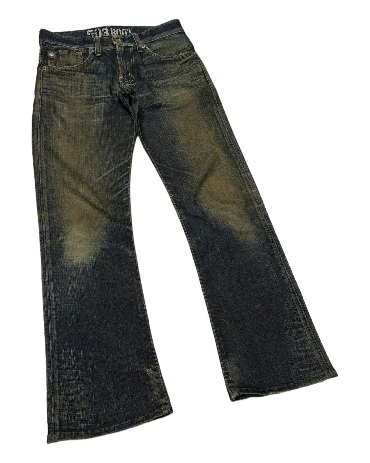 14th Addiction FLARED🔥EDWIN 503 MUD WASH BOOTCUT WAXED DENIM JEANS Size US 32 / EU 48 - 2 Thumbnail