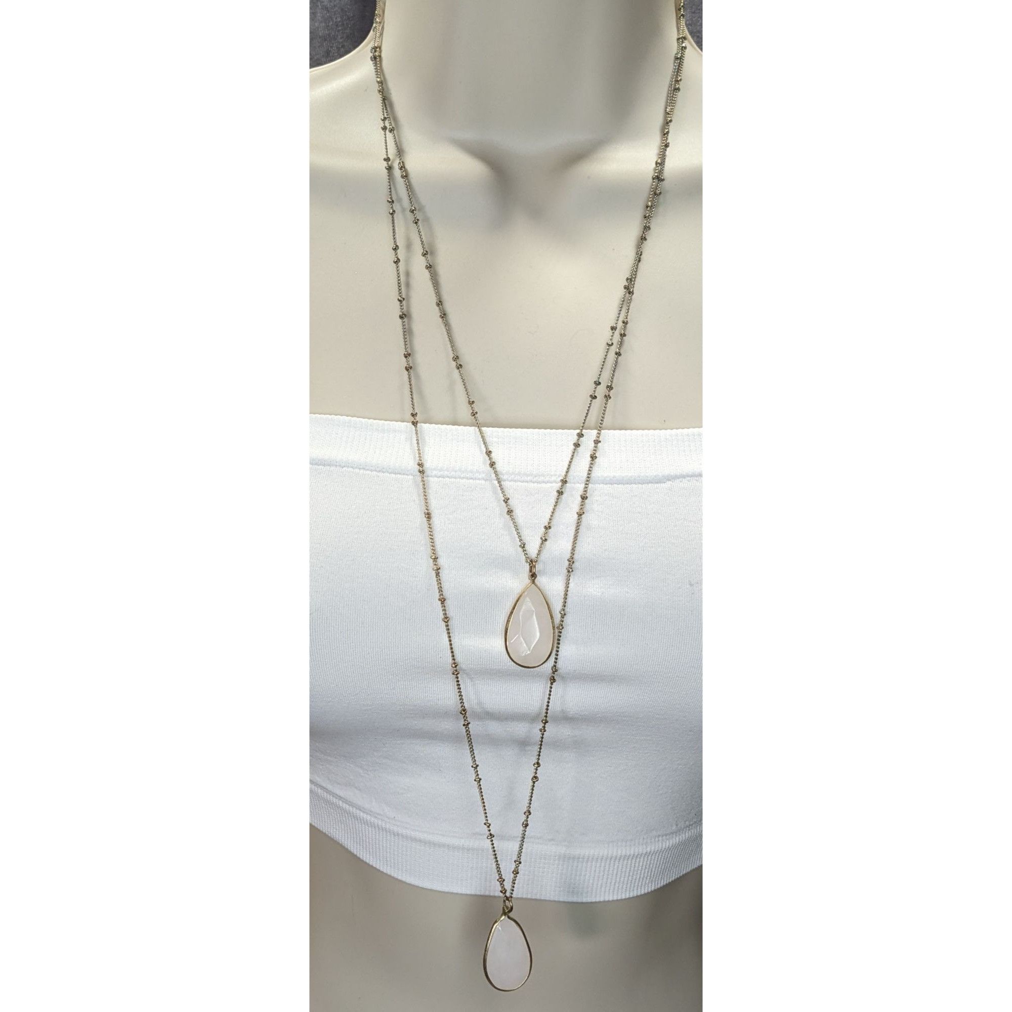 Other Bohemian Layered Gold-Tone Necklace With Quartz Teardrop Pen Size ONE SIZE - 1 Thumbnail