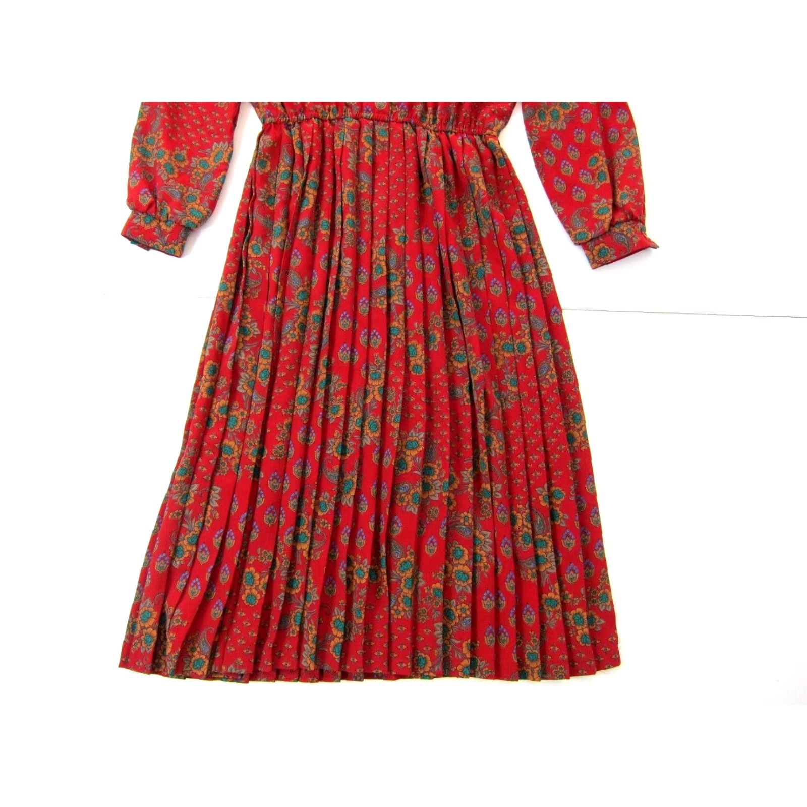 Vintage VINTAGE Lady Carol Shirt Dress S-M Women Floral Collared Long Sleeve Red Brown Green Outfit Size S / US 4 / IT 40 - 8 Thumbnail