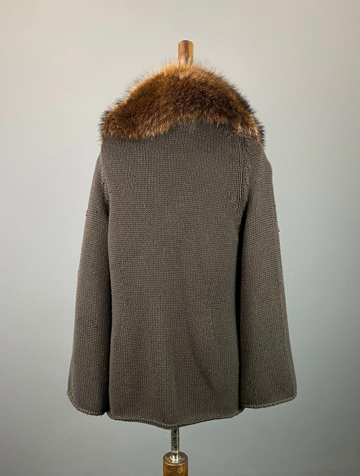 Designer Hemisphere Brown Faux Fur Knited Cardigan Sweater Size 42 Size M / US 6-8 / IT 42-44 - 5 Thumbnail