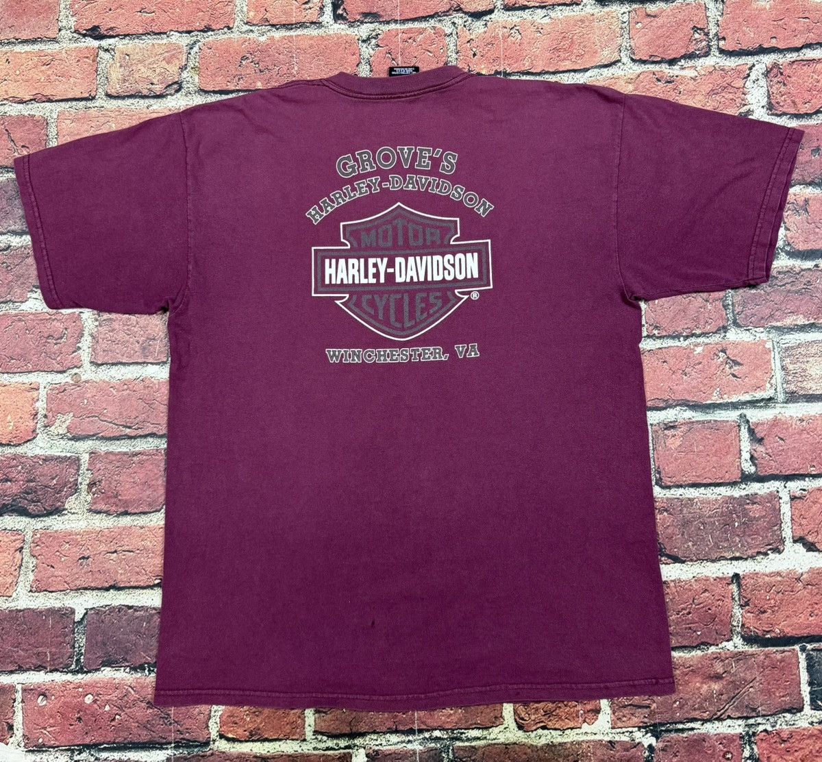 Harley Davidson Harley Davidson Maroon T Shirt Eagle Flames Winchester VA Size US XL / EU 56 / 4 - 2 Thumbnail