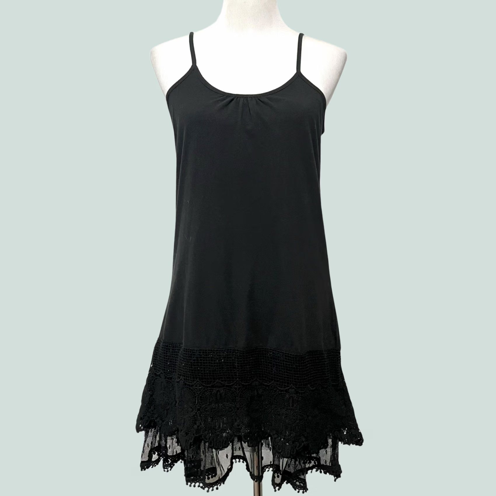 Vintage Winter Lennon Slip Dress Womens S Black Lace Trim Crochet Cami Adjustable Straps Size S / US 4 / IT 40 - 1 Thumbnail