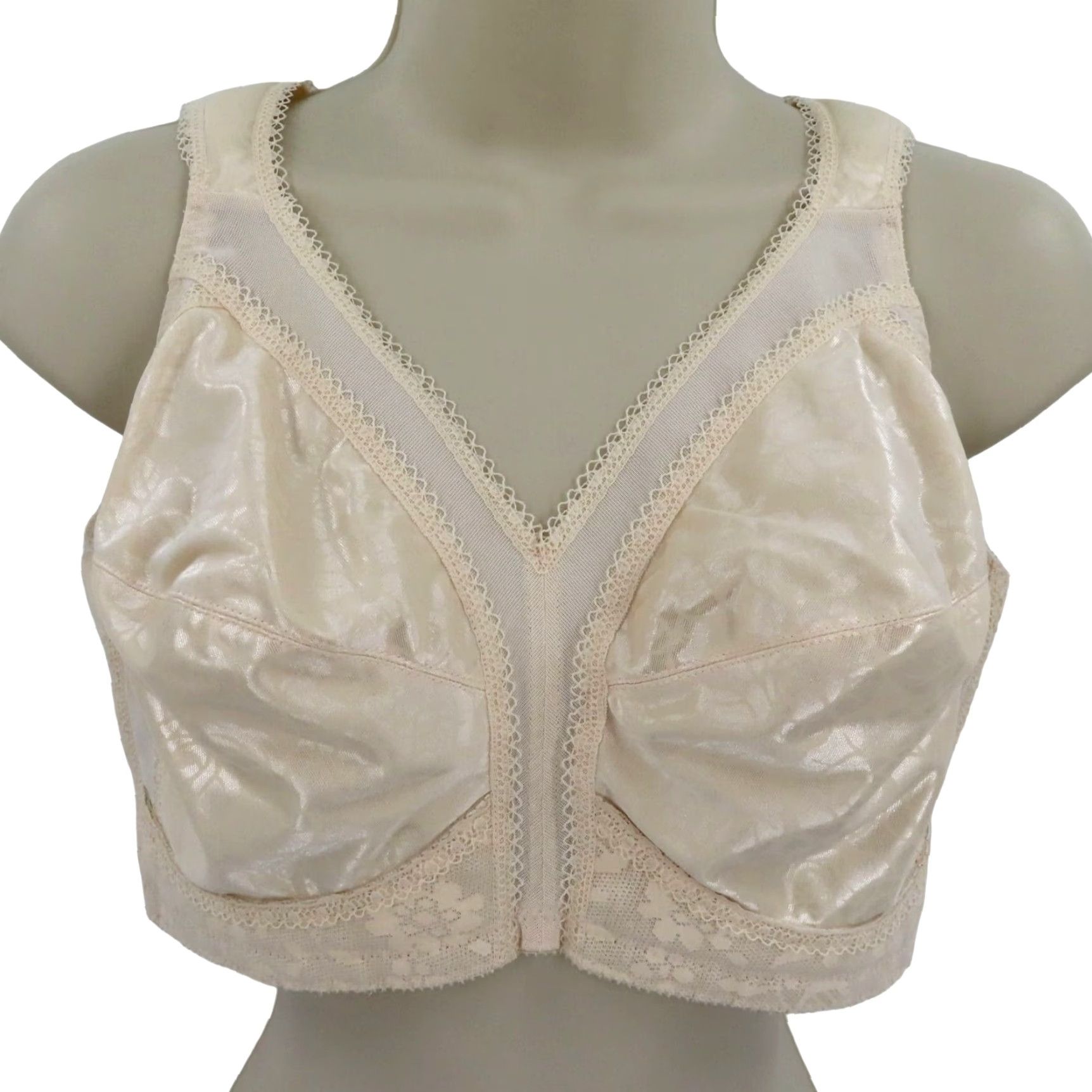 Vintage Playtex 38D Bra 18 Hour Ultimate Shoulder Comfort Wireless Beige Floral Flower T-Shirt Bra Women Size ONE SIZE - 2 Thumbnail