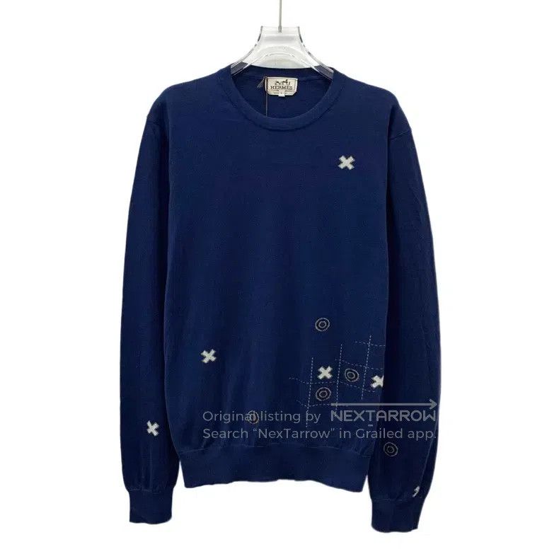 Hermes Hermes Dark blue chessboard pattern intarsia cotton round Size US L / EU 52-54 / 3 - 1 Thumbnail
