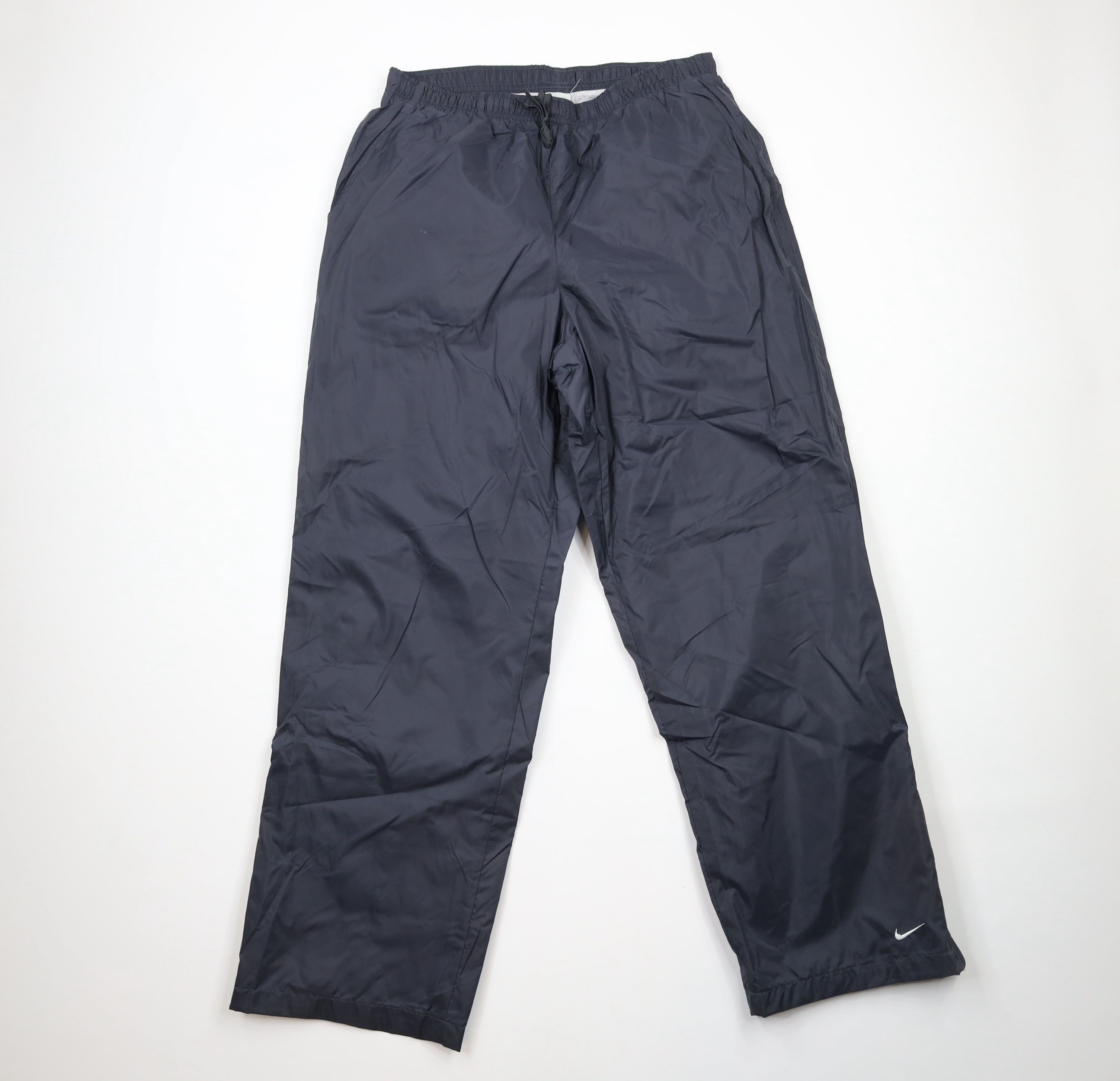 Nike × Vintage Vintage Nike Mini Swoosh Lined Wide Leg Pants Blue Nylon Size ONE SIZE - 1 Thumbnail