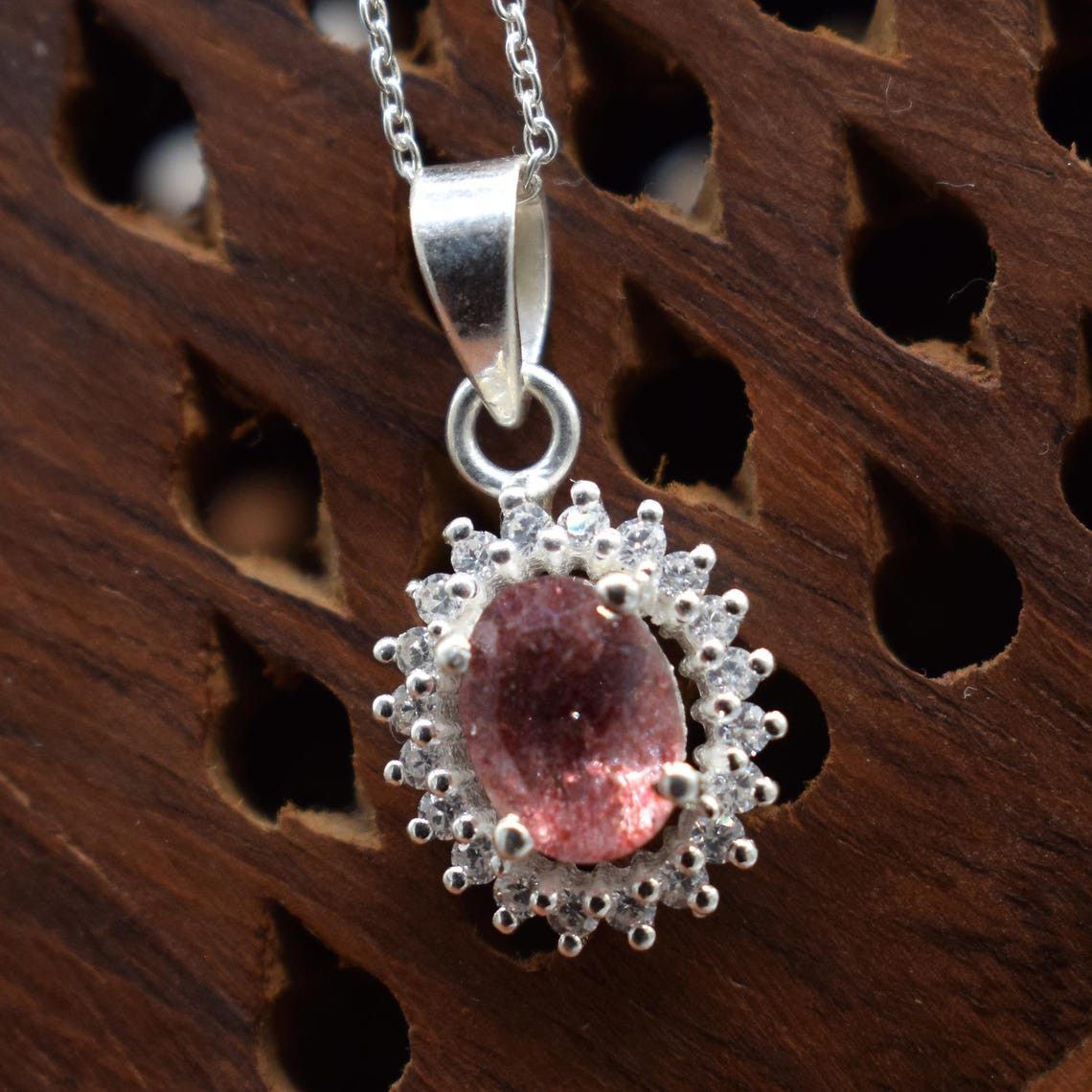 Handmade Dainty Sunstone Pendant Necklace: Oval Gem, 925 Silver Chain Size ONE SIZE - 5 Thumbnail