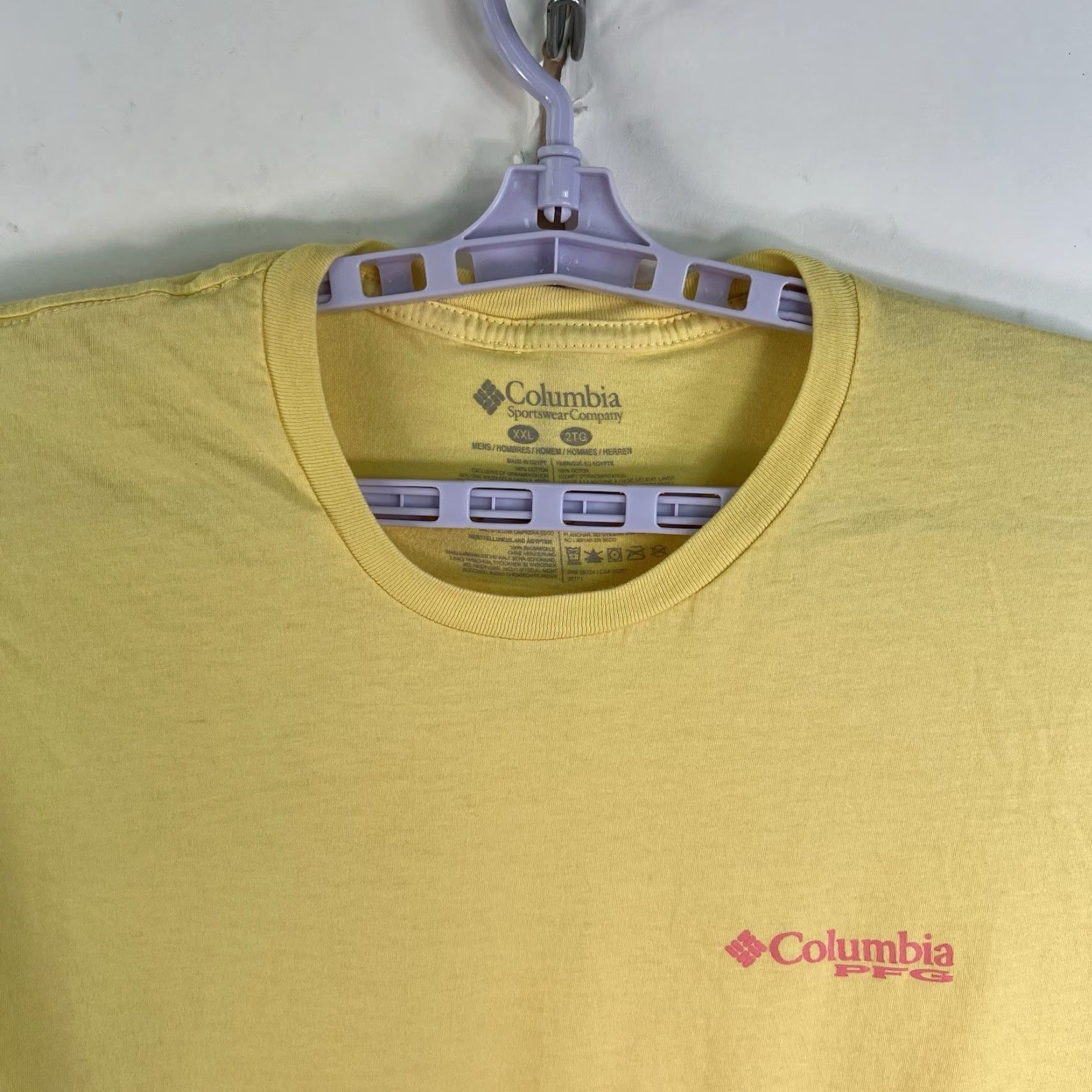 Vintage Columbia PFG T-Shirt Mens 2XL Yellow Lightweight Short Sleeve Round Neck Outdoor Fish Size US XXL / EU 58 / 5 - 4 Thumbnail