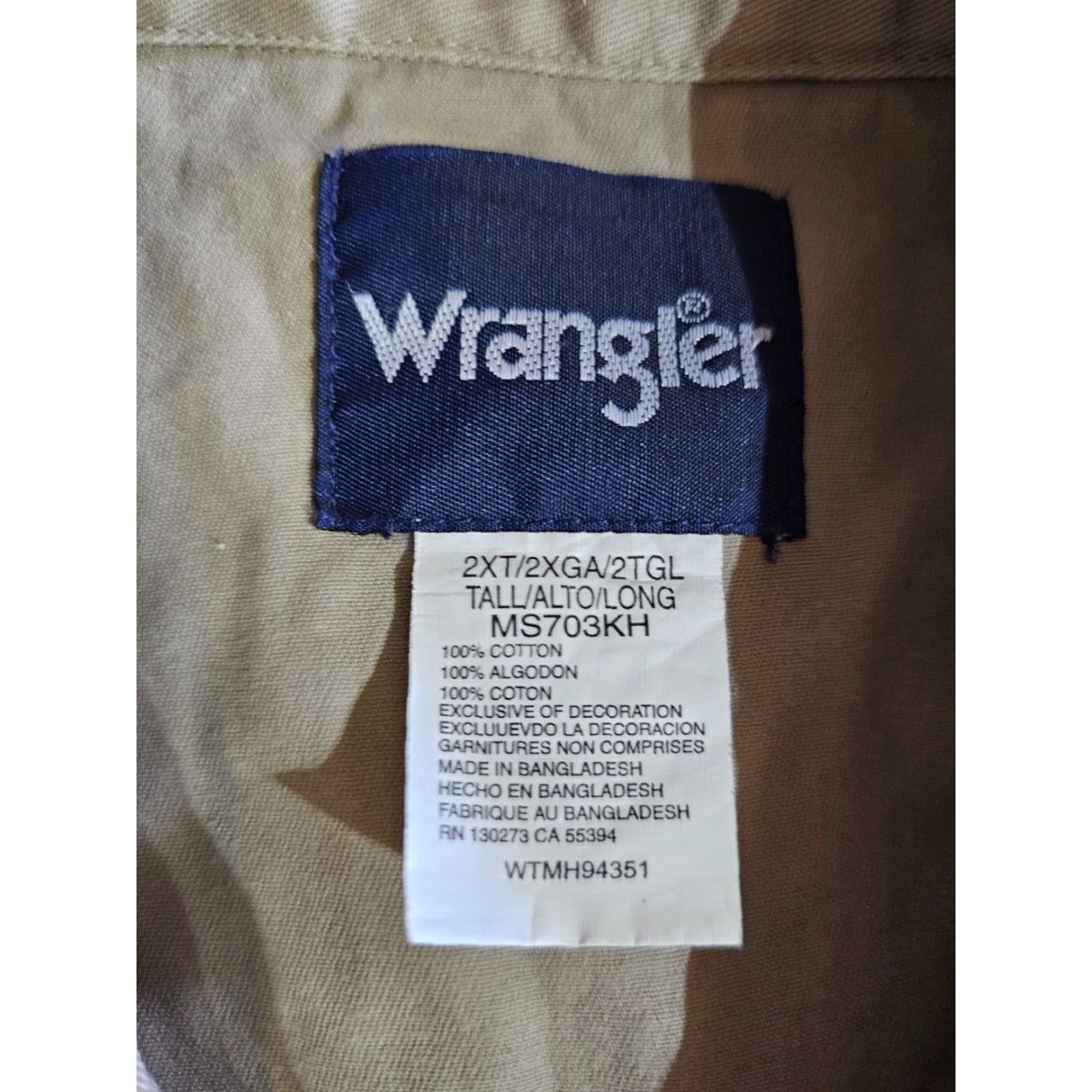 Wrangler VINTAGE Wrangler Khaki Pearl Snap Heavy Canvas Western Work Shirt Mens 2XL Tall Size 2XLT N/A Size US XXL / EU 58 / 5 - 4 Thumbnail