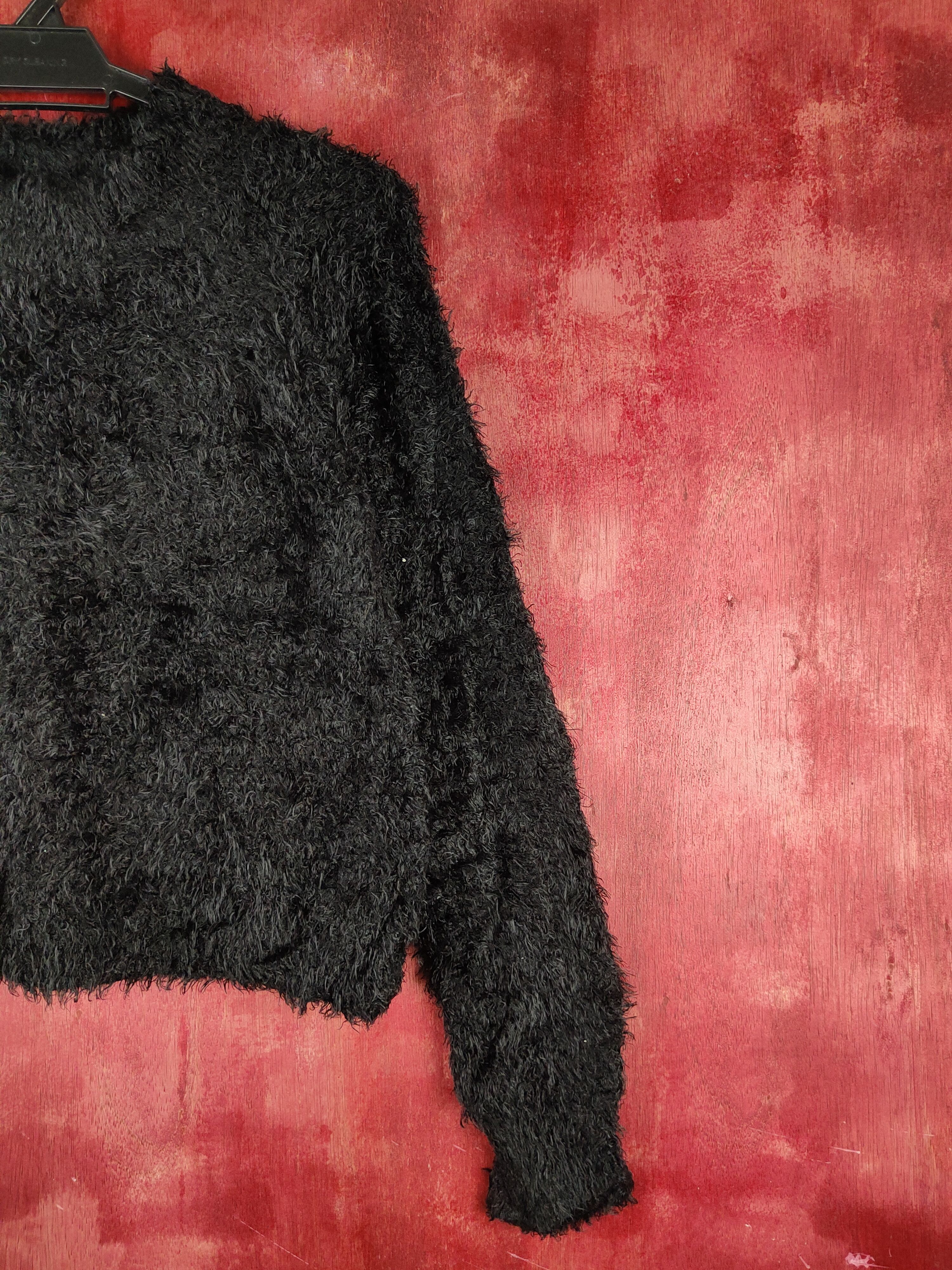 GU GU Black Shag Shaggy Fur Mohair Knitwear #S2171 Size L / US 10 / IT 46 - 5 Thumbnail