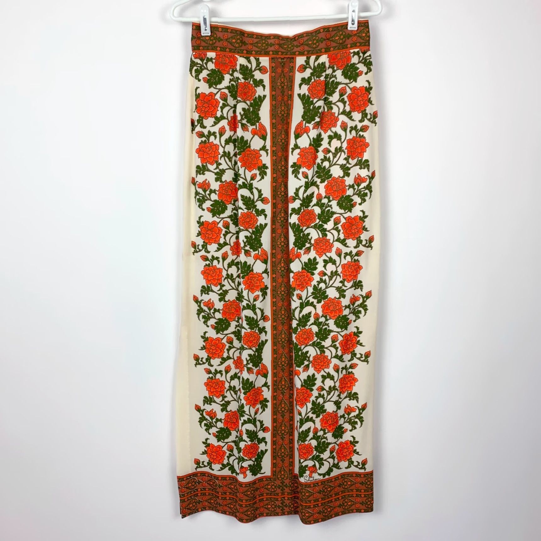 Vintage VINTAGE Miss Shaheen California Hawaii Floral Shirt Skirt Outfit 12 Orange 1960s Mod GoGo Polyester Women/Men? Size XL / US 12-14 / IT 48-50 - 7 Thumbnail