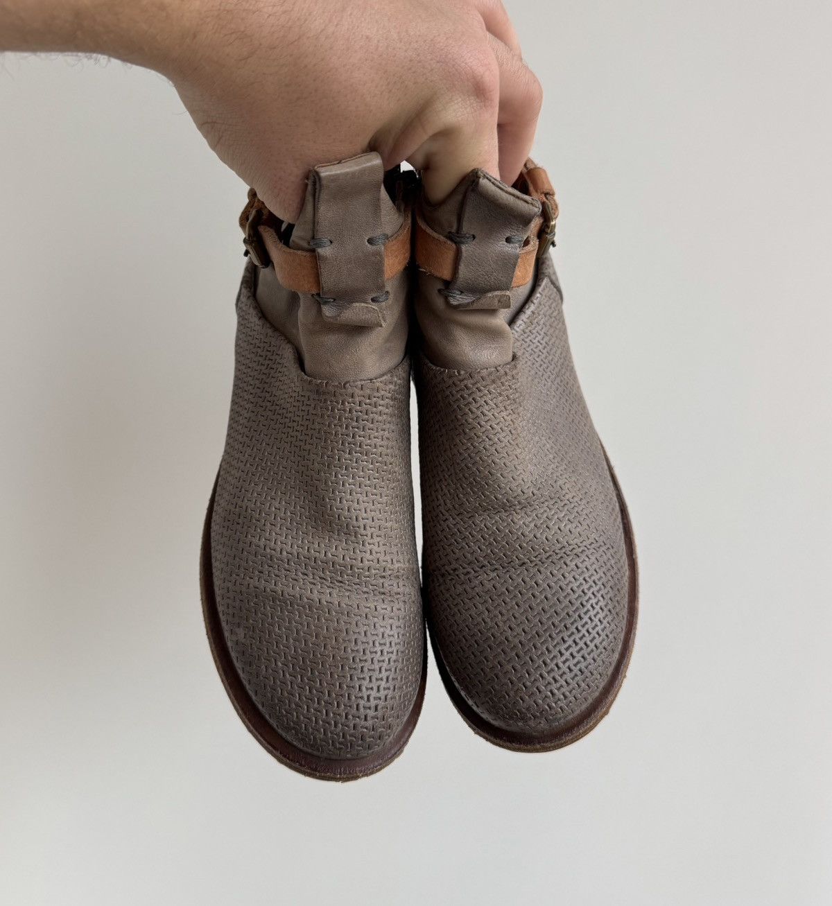 A.S.98 A.S. 98 Airstep Gray Leather Ankle Zipper Boots With Buckle Size US 6 / IT 36 - 3 Thumbnail