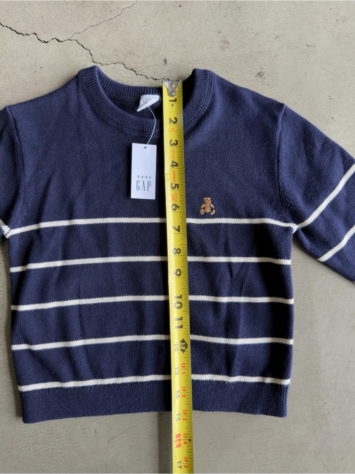 Gap Baby Gap / Stripe Crew Bear Sweater / Navy 2Y Size US XXS / EU 40 - 6 Thumbnail
