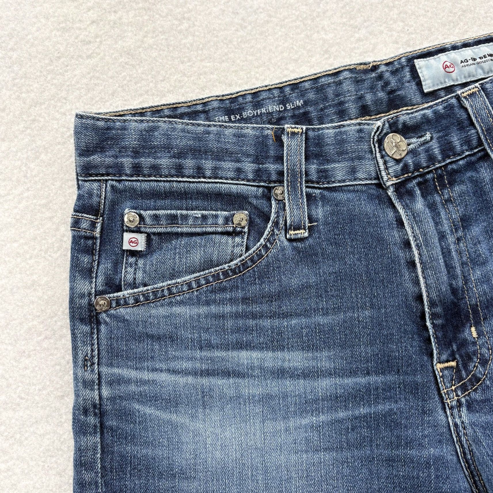 Denime AG Adriano Goldschmied Jeans Womens 26 Blue Ex Boyfriend Slim Stretch Denim Jeans Size 26" / US 2 / IT 38 - 3 Thumbnail